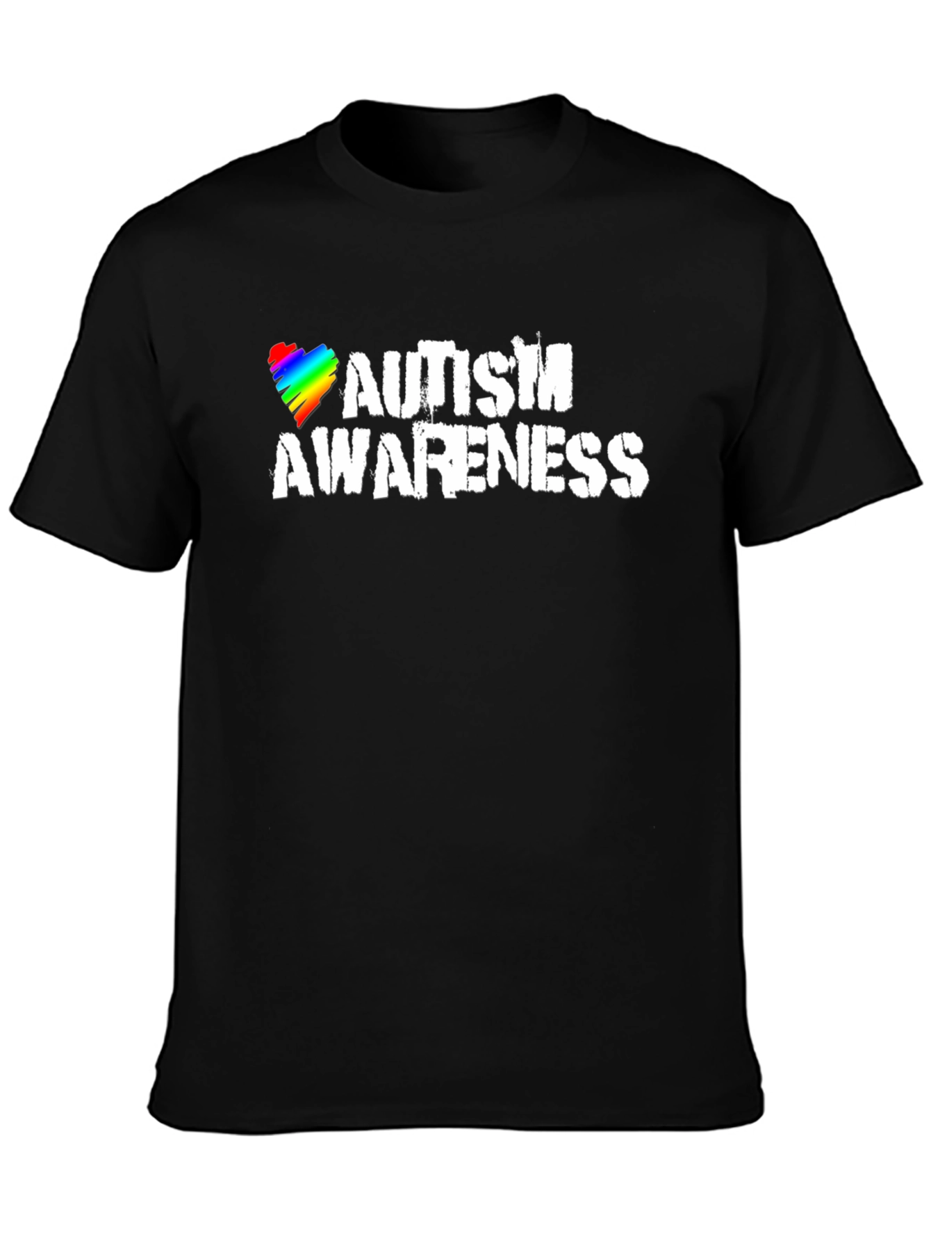 Autism Awareness Heart Graphic Black T-Shirt