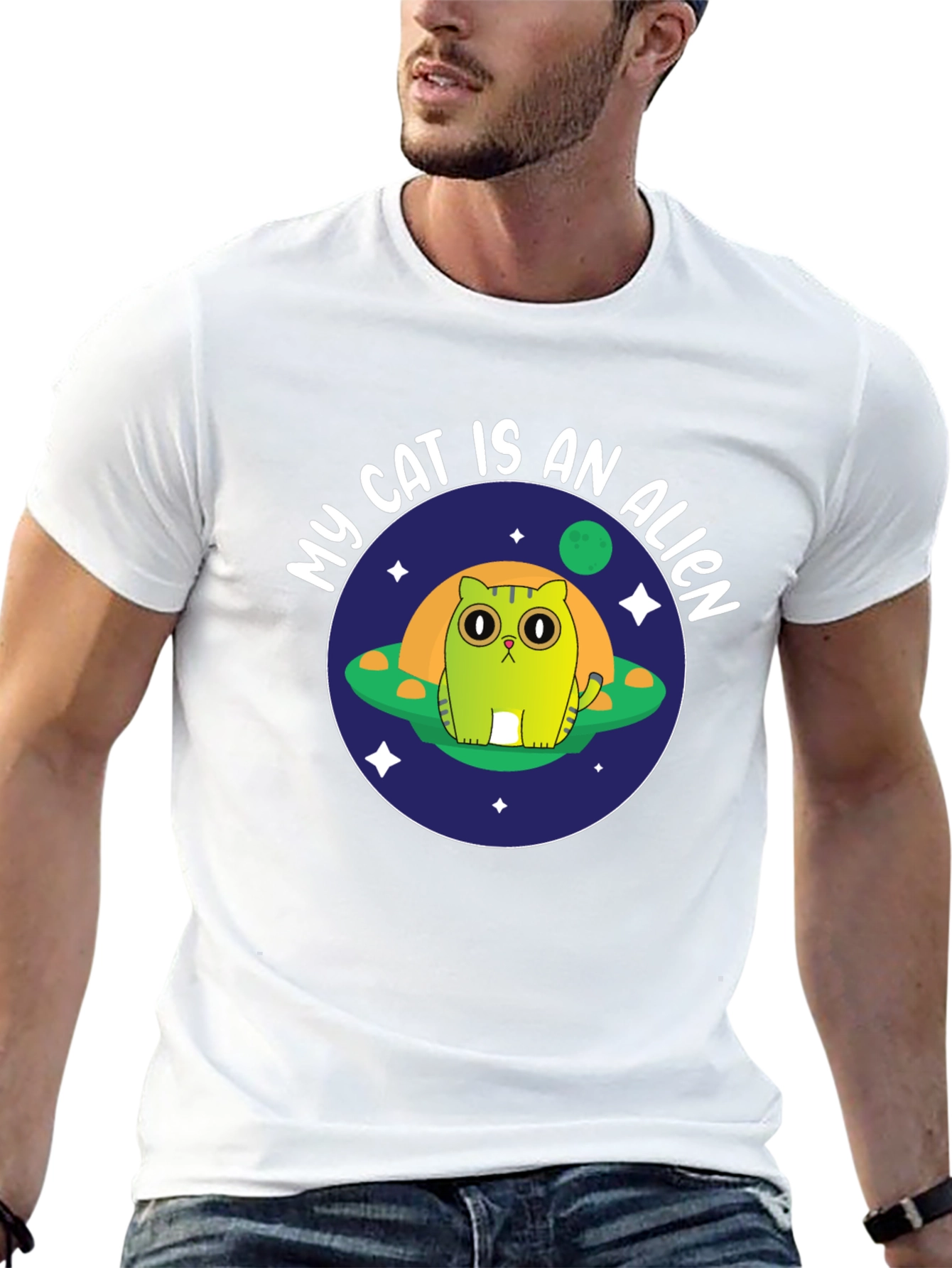 My Cat Is An Alien Black T-Shirt