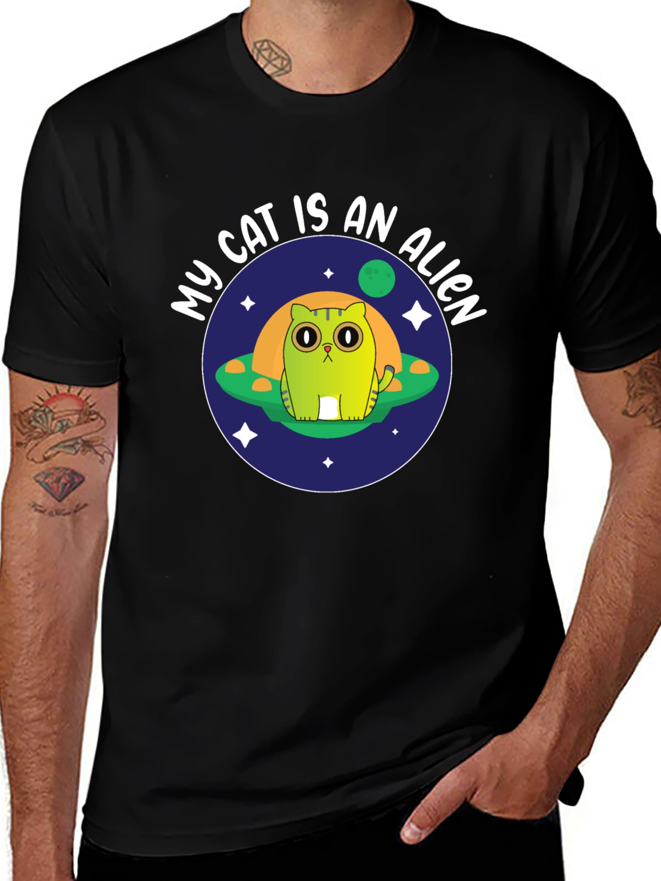 My Cat Is An Alien Black T-Shirt