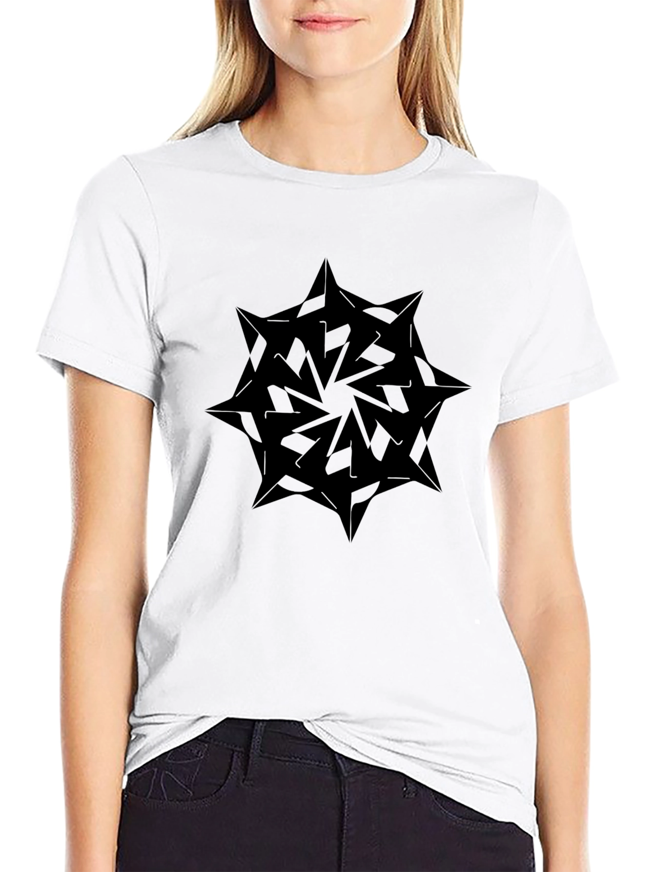 Geometric Starburst Graphic Black T-Shirt