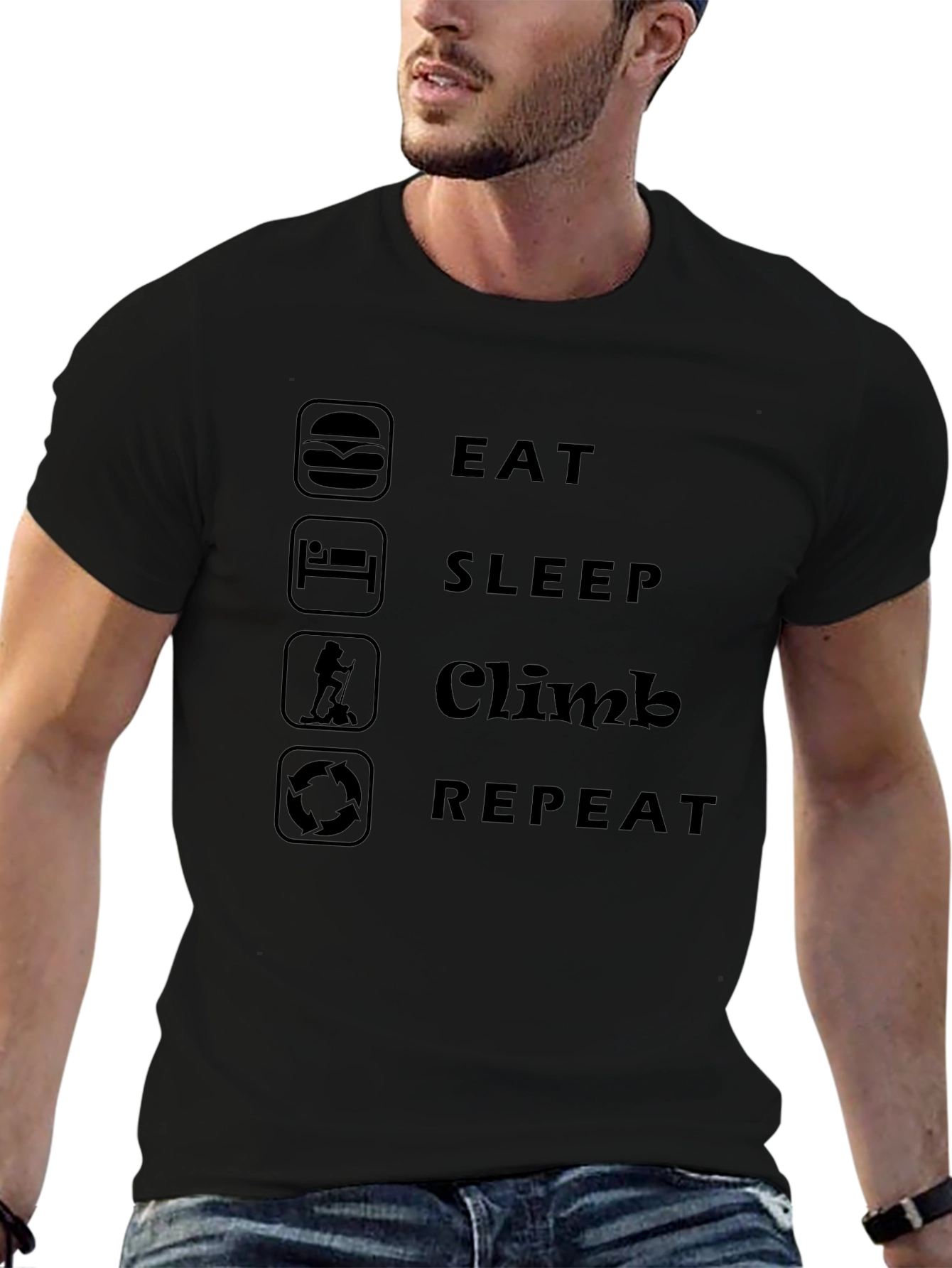 Eat Sleep Climb Repeat T-Shirt - Black Graphic Tee