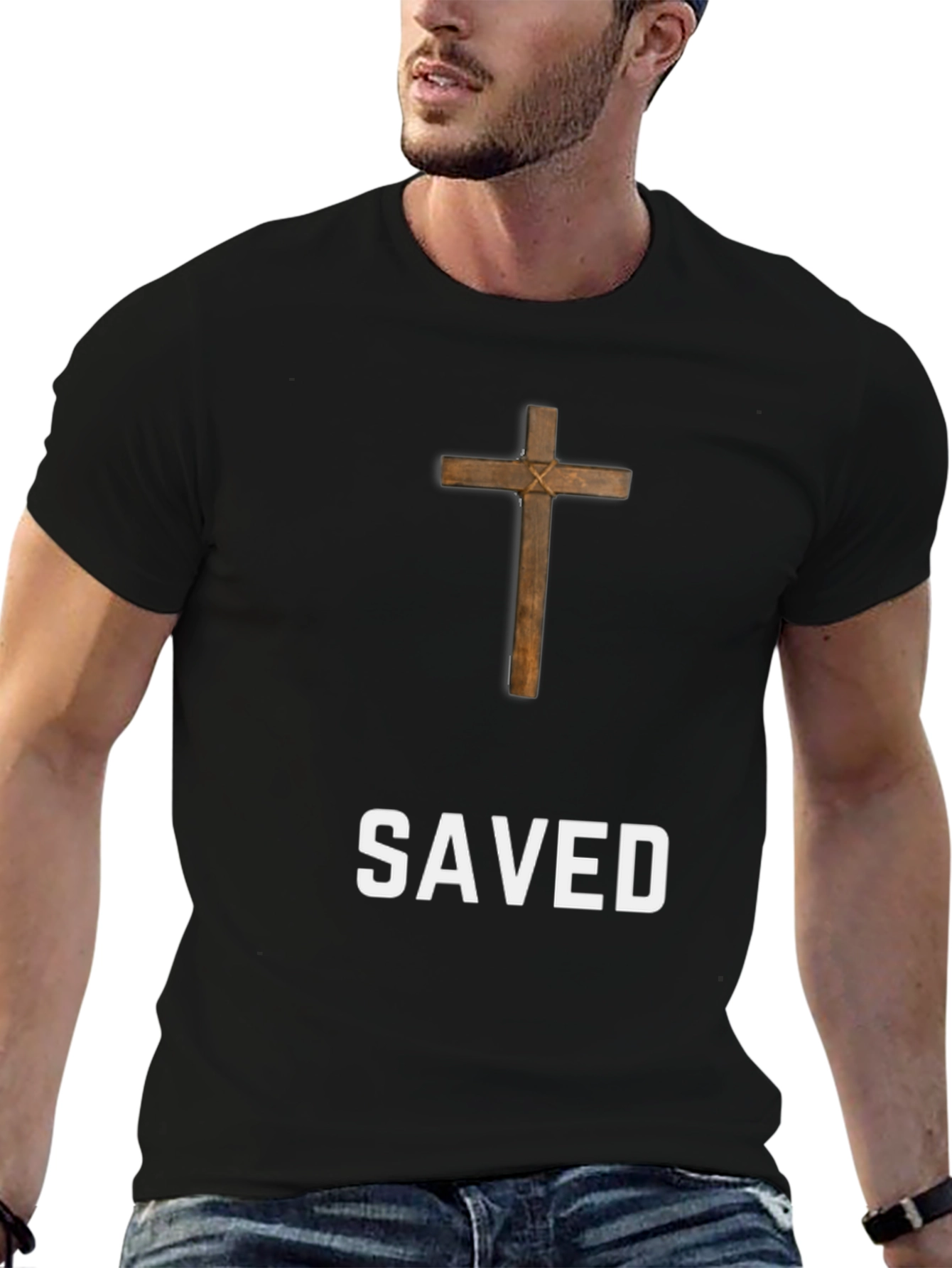 Saved Cross Graphic T-Shirt - Mens Black Tee