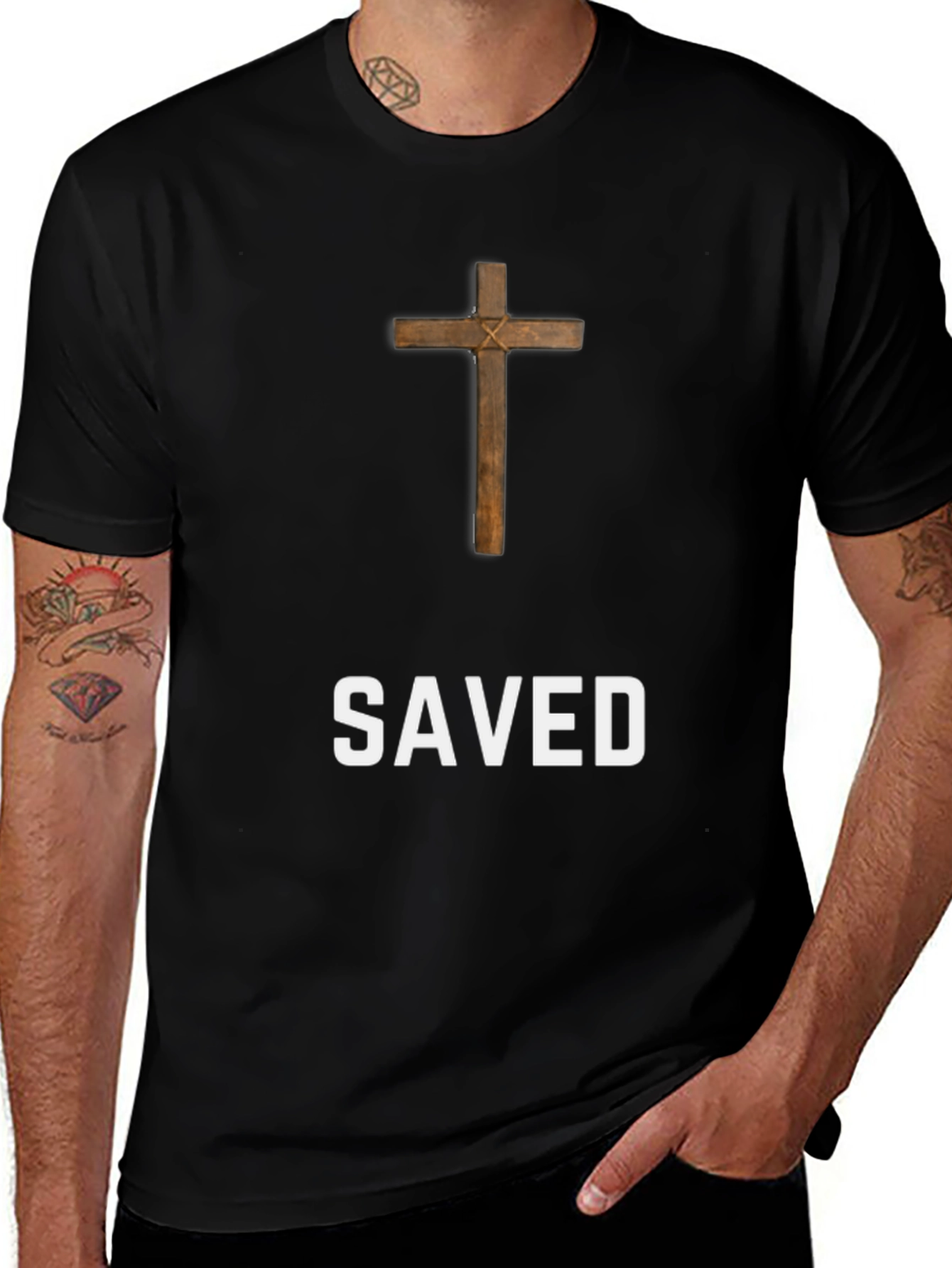 Saved Cross Graphic T-Shirt - Mens Black Tee