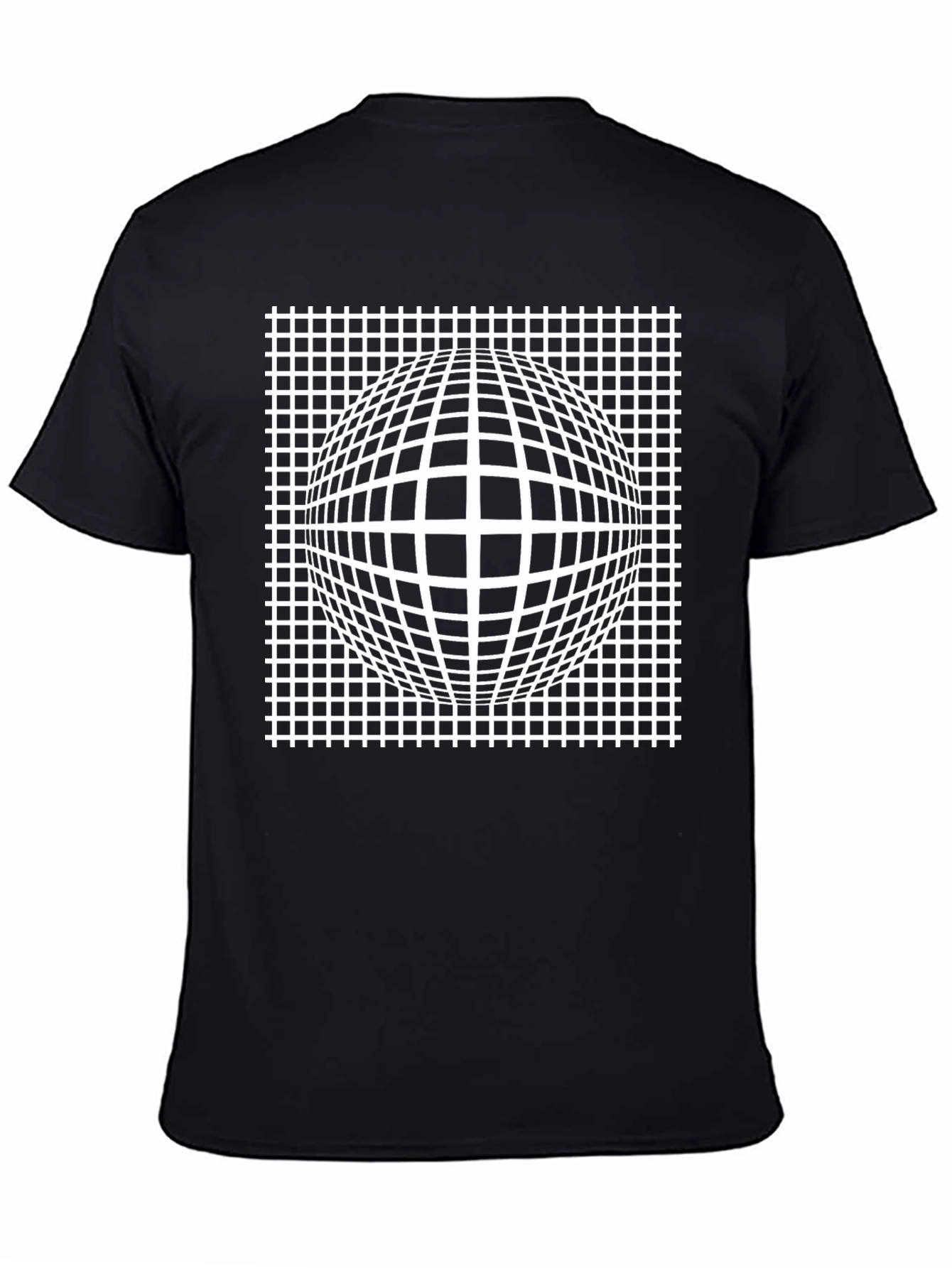 Optical Illusion T-Shirt - Grid Sphere Design