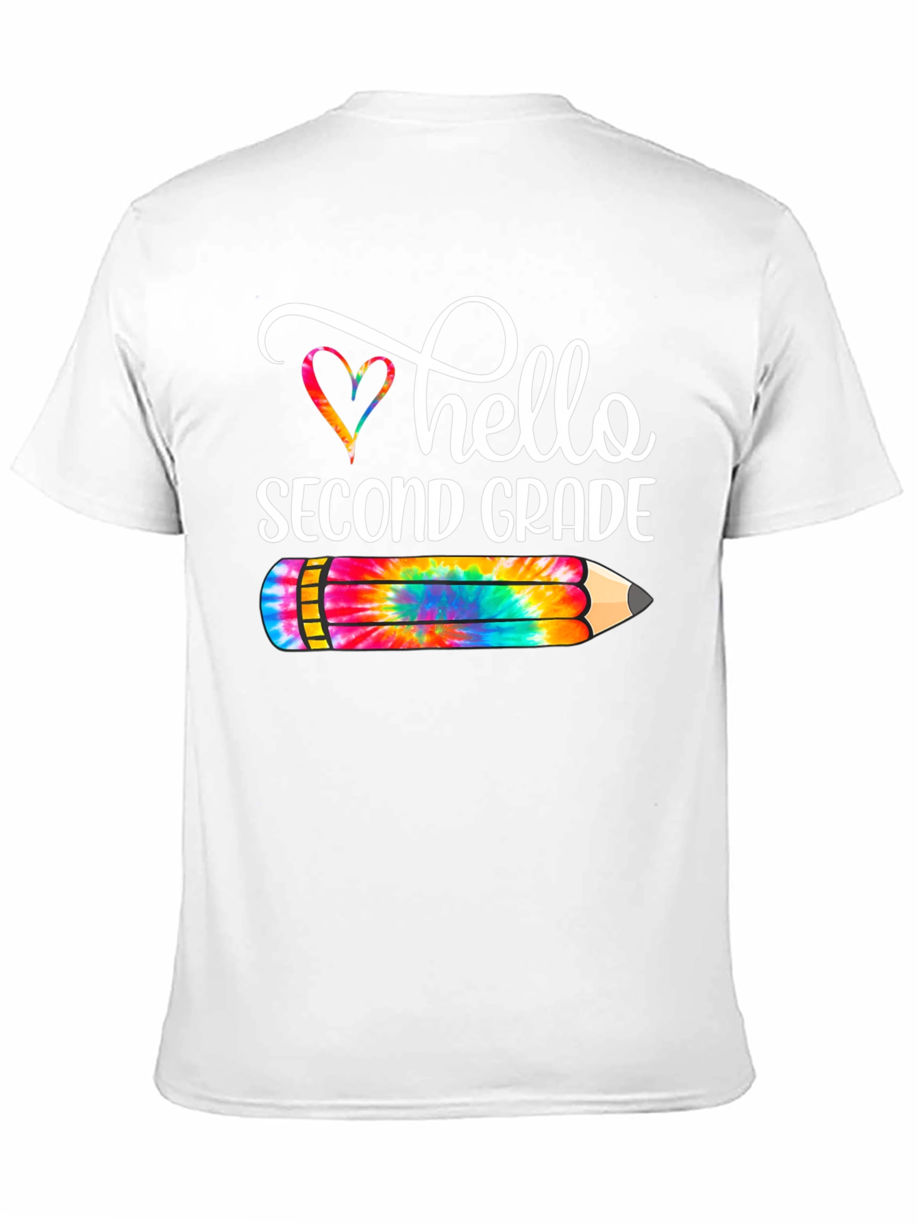 Hello Second Grade Tie Dye Pencil T-Shirt