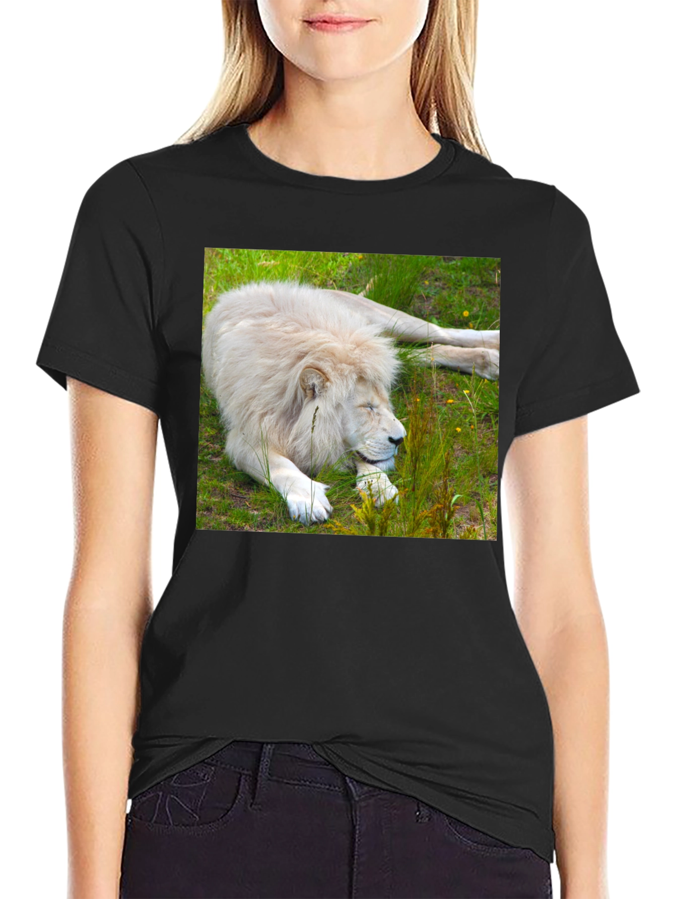 White Lion Graphic T-Shirt - Unique Animal Tee