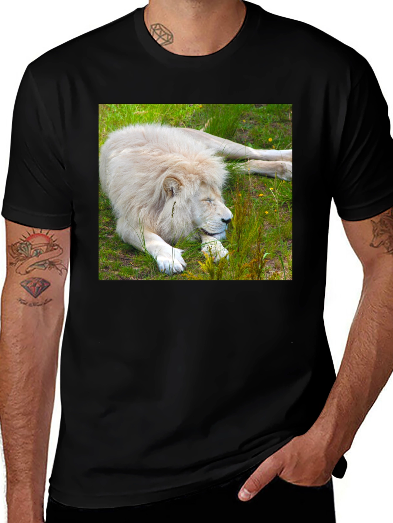 White Lion Graphic T-Shirt - Unique Animal Tee