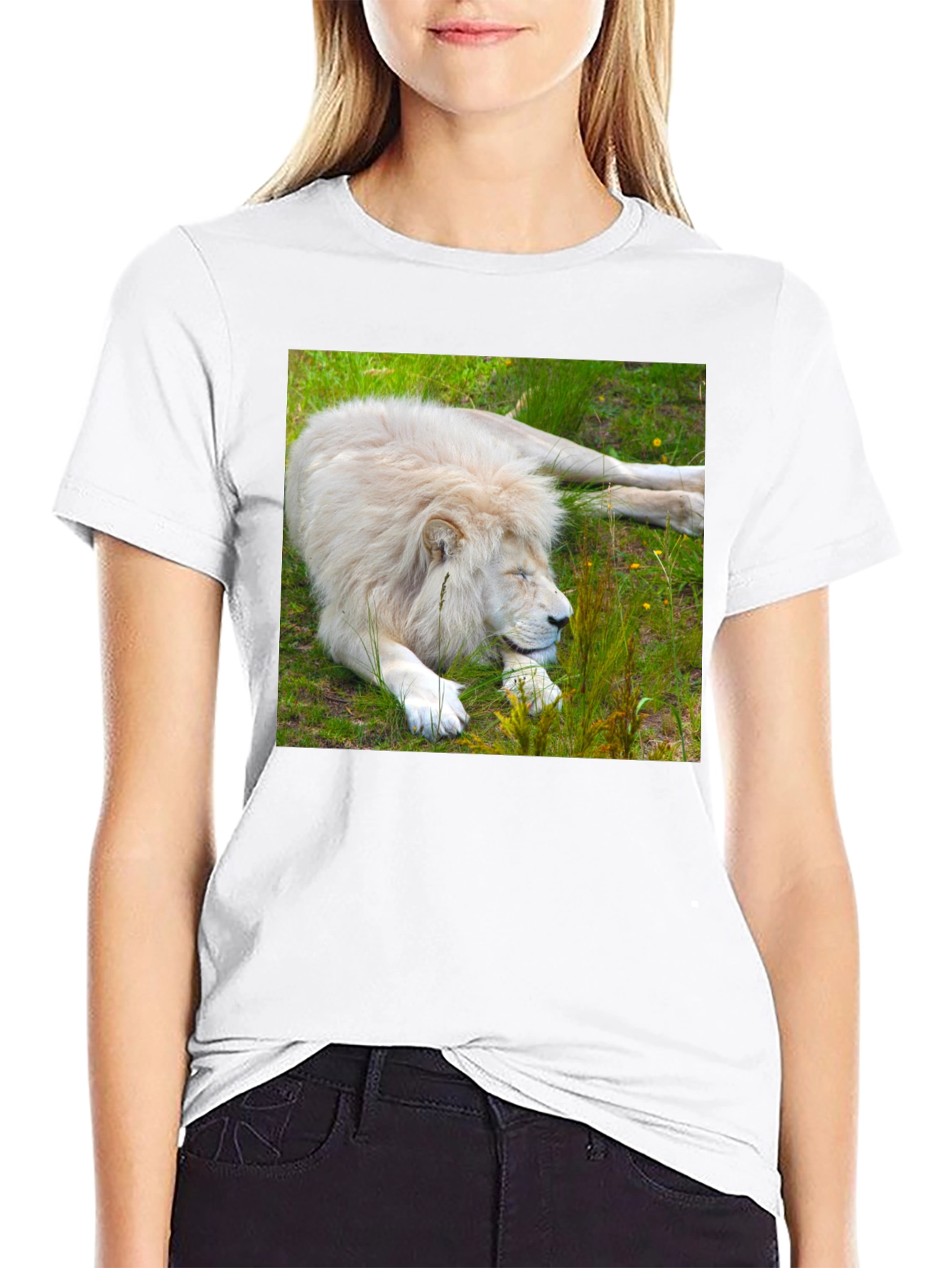 White Lion Graphic T-Shirt - Unique Animal Tee