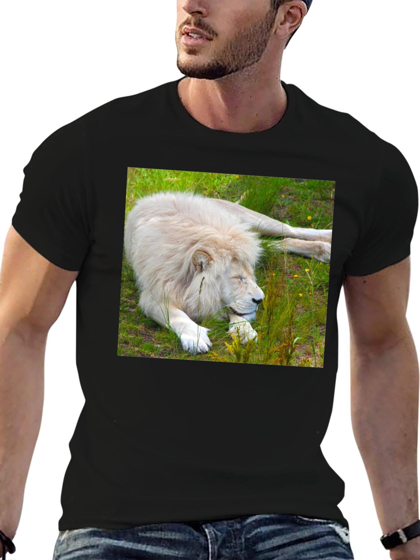 White Lion Graphic T-Shirt - Unique Animal Tee