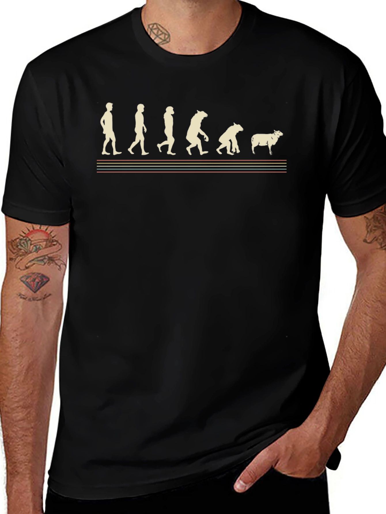 Evolution to Sheep Graphic Tee - Black