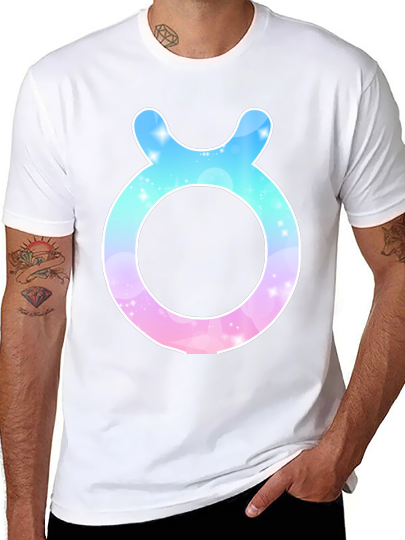 Taurus Zodiac Sign Graphic Tee - Black Cotton