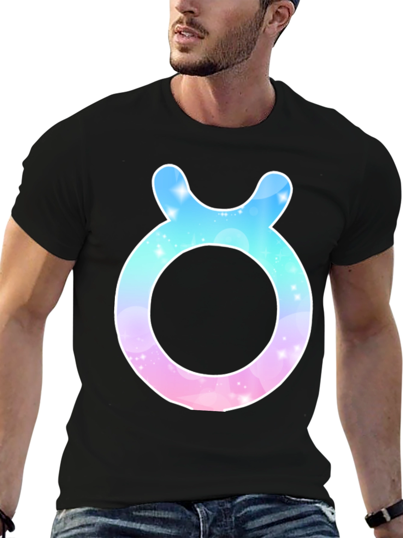 Taurus Zodiac Sign Graphic Tee - Black Cotton