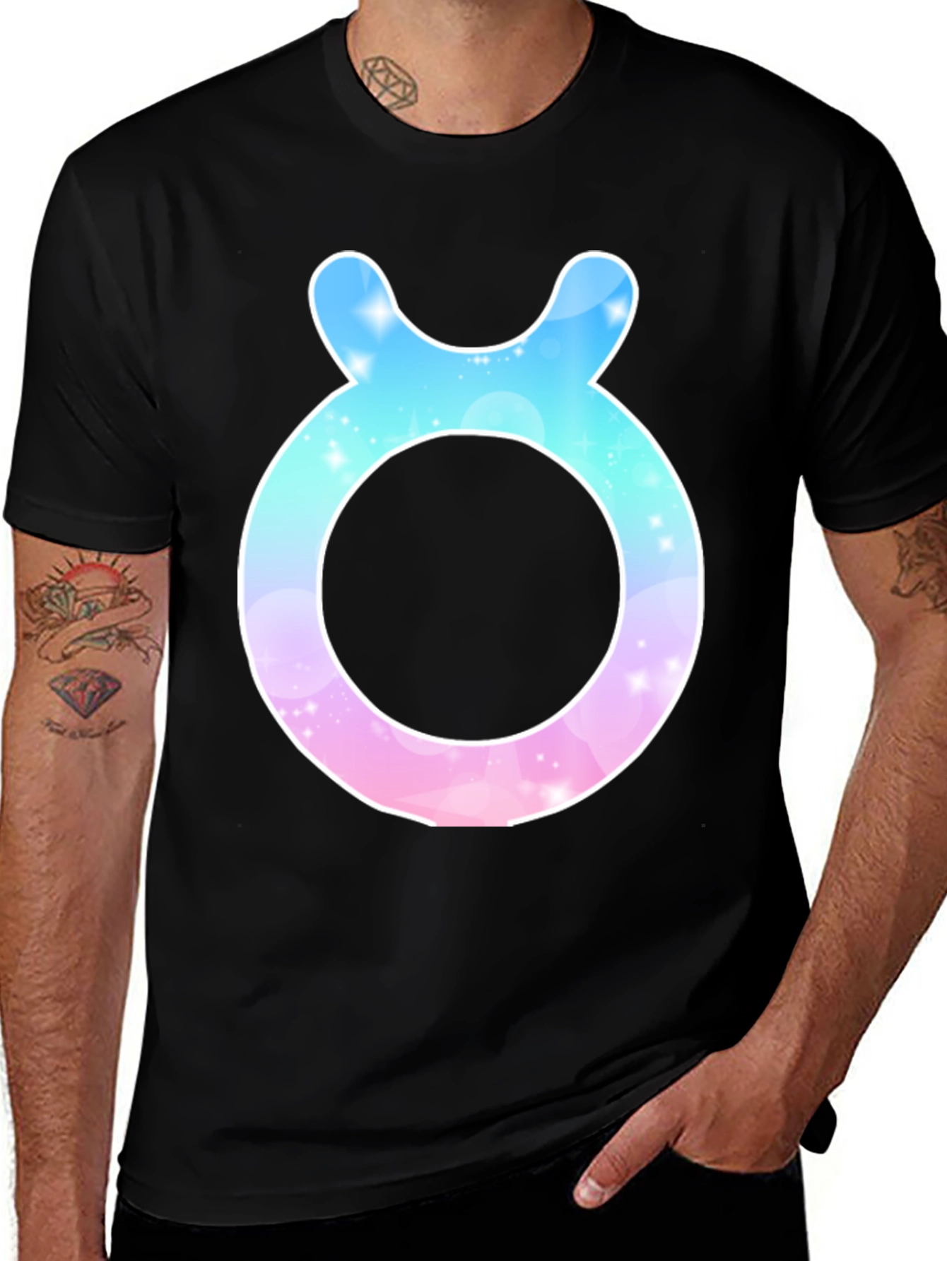 Taurus Zodiac Sign Graphic Tee - Black Cotton
