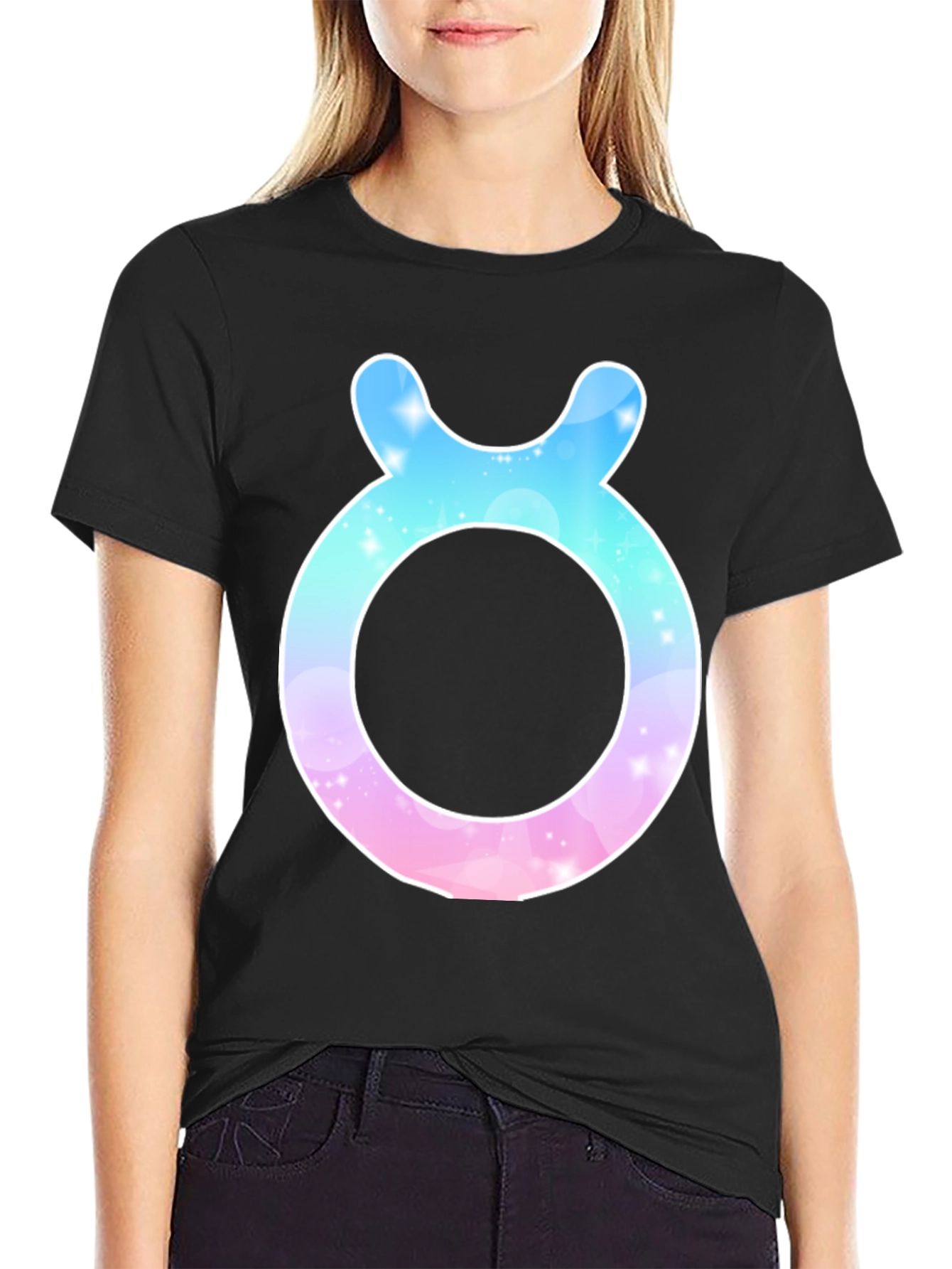 Taurus Zodiac Sign Graphic Tee - Black Cotton