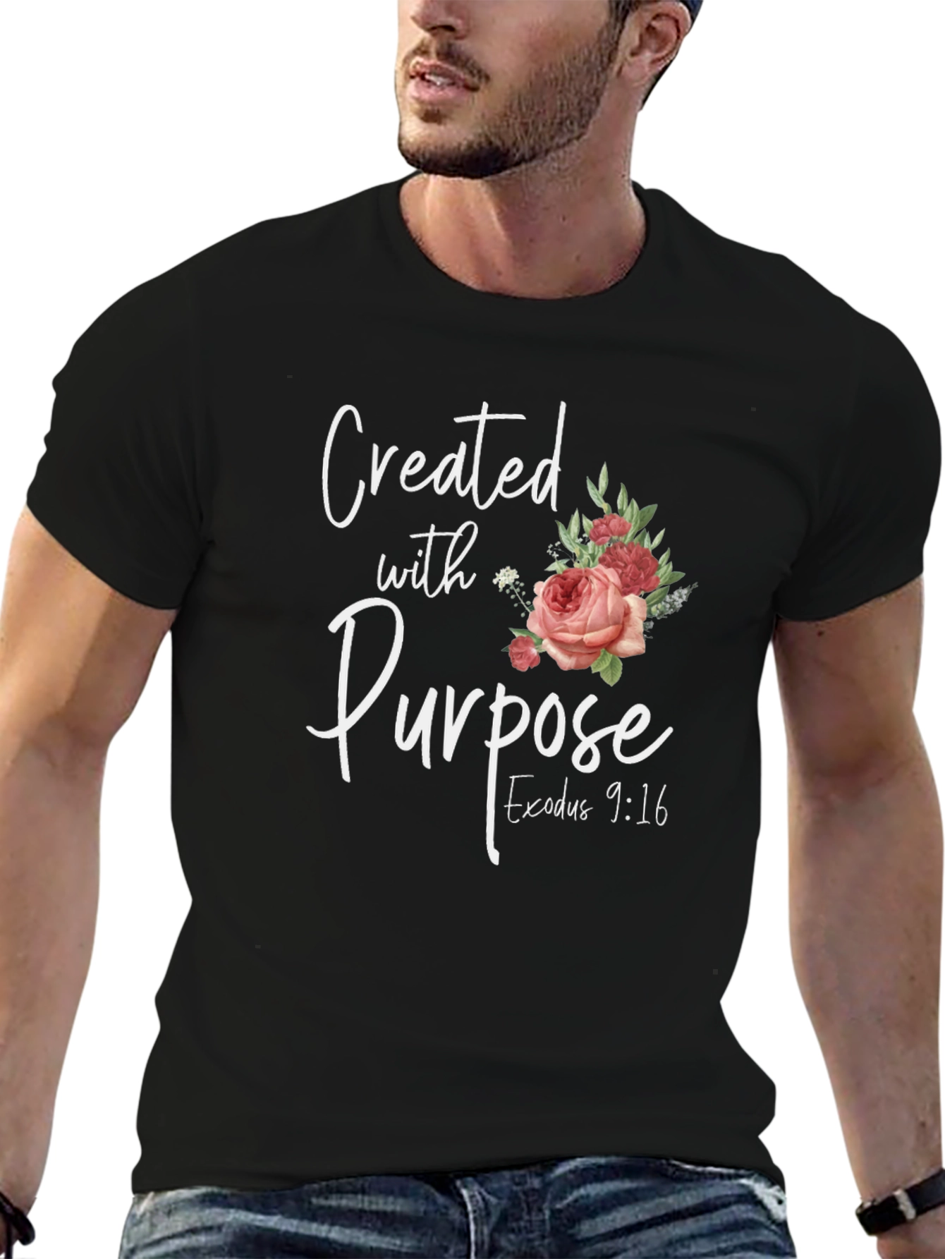 Created with Purpose T-Shirt - Floral Design