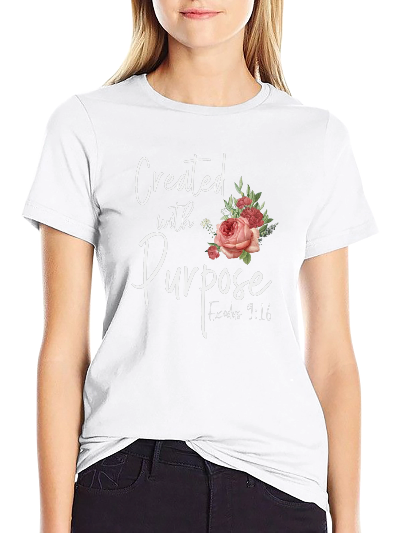Created with Purpose T-Shirt - Floral Design