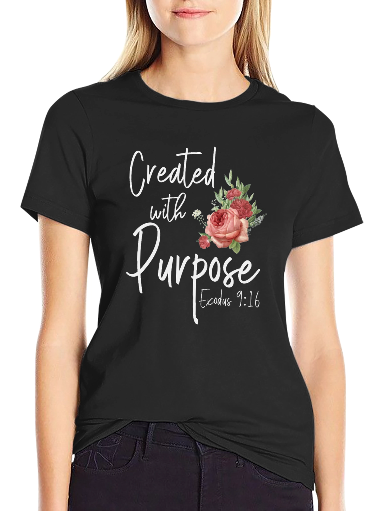 Created with Purpose T-Shirt - Floral Design