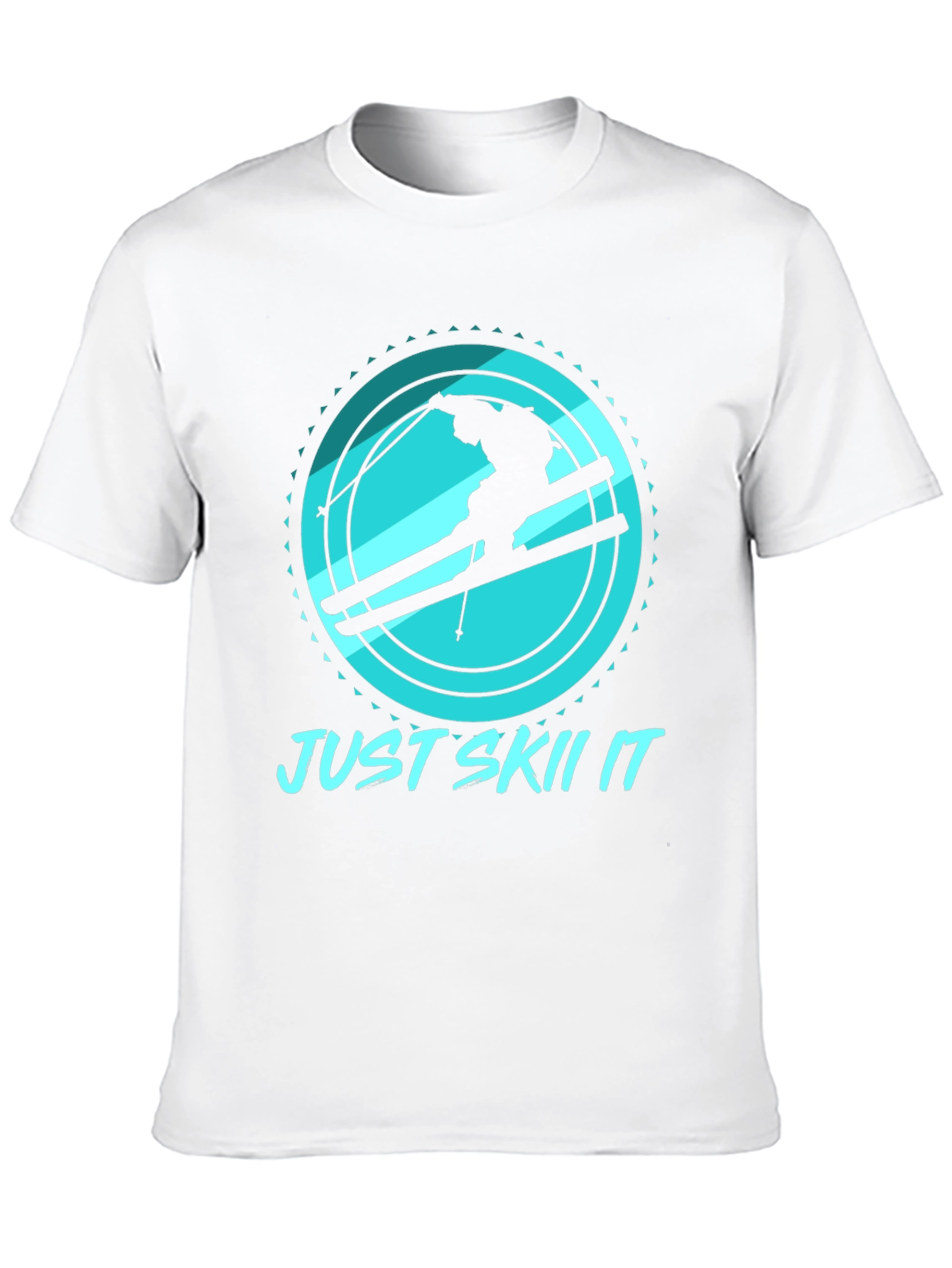 Just Skii It Black Tee - Skiing Silhouette Design
