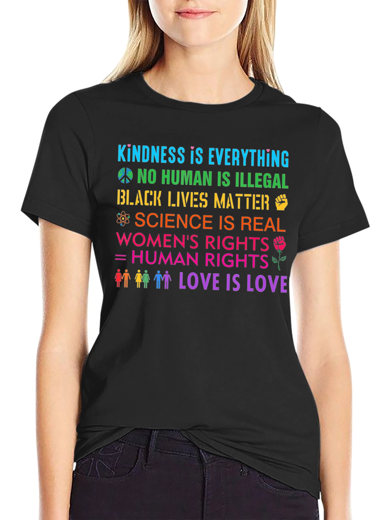 Equality & Kindness Graphic T-Shirt - Black