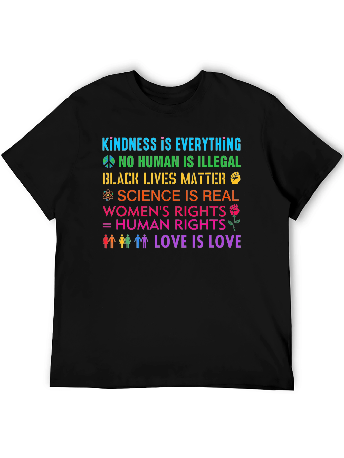 Equality & Kindness Graphic T-Shirt - Black