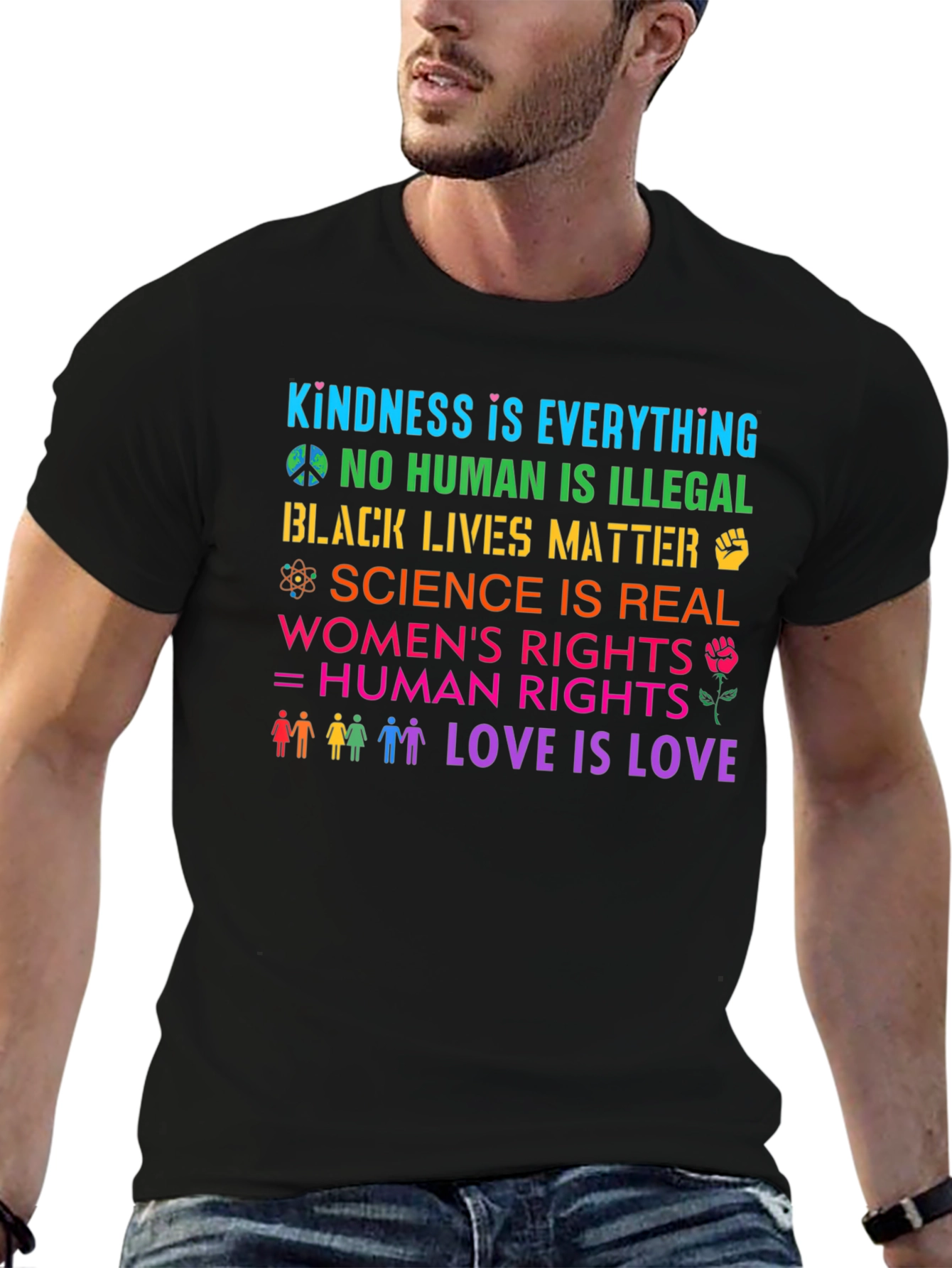 Equality & Kindness Graphic T-Shirt - Black