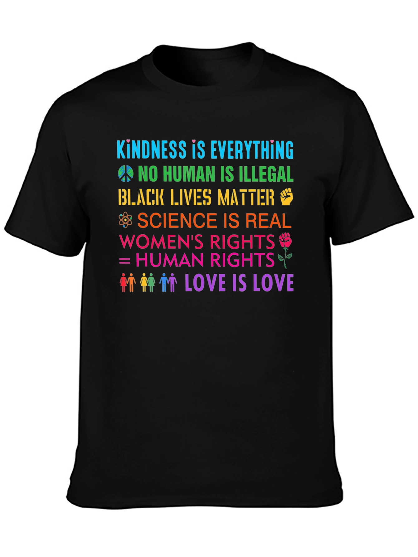 Equality & Kindness Graphic T-Shirt - Black