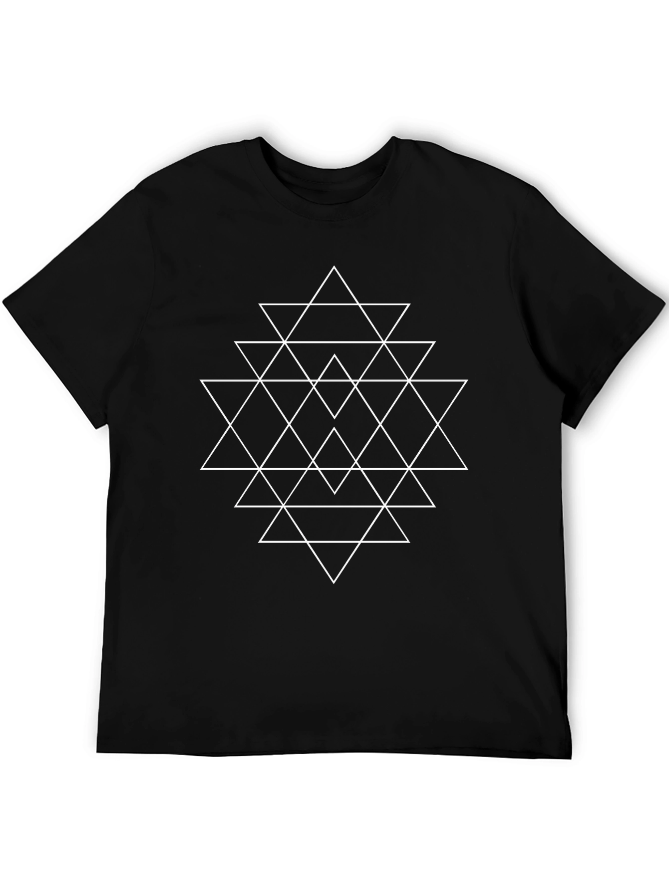 Geometric Triangle Graphic Tee - Black