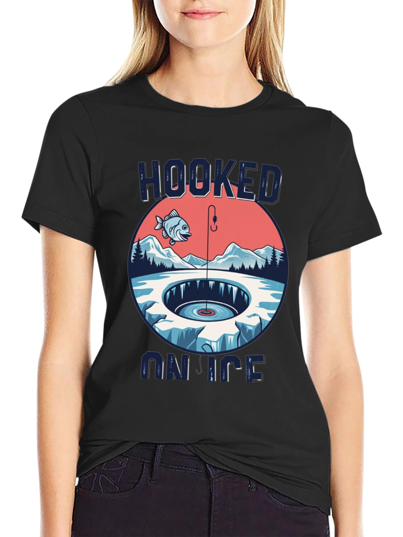 Hooked on Ice Fishing Graphic Tee