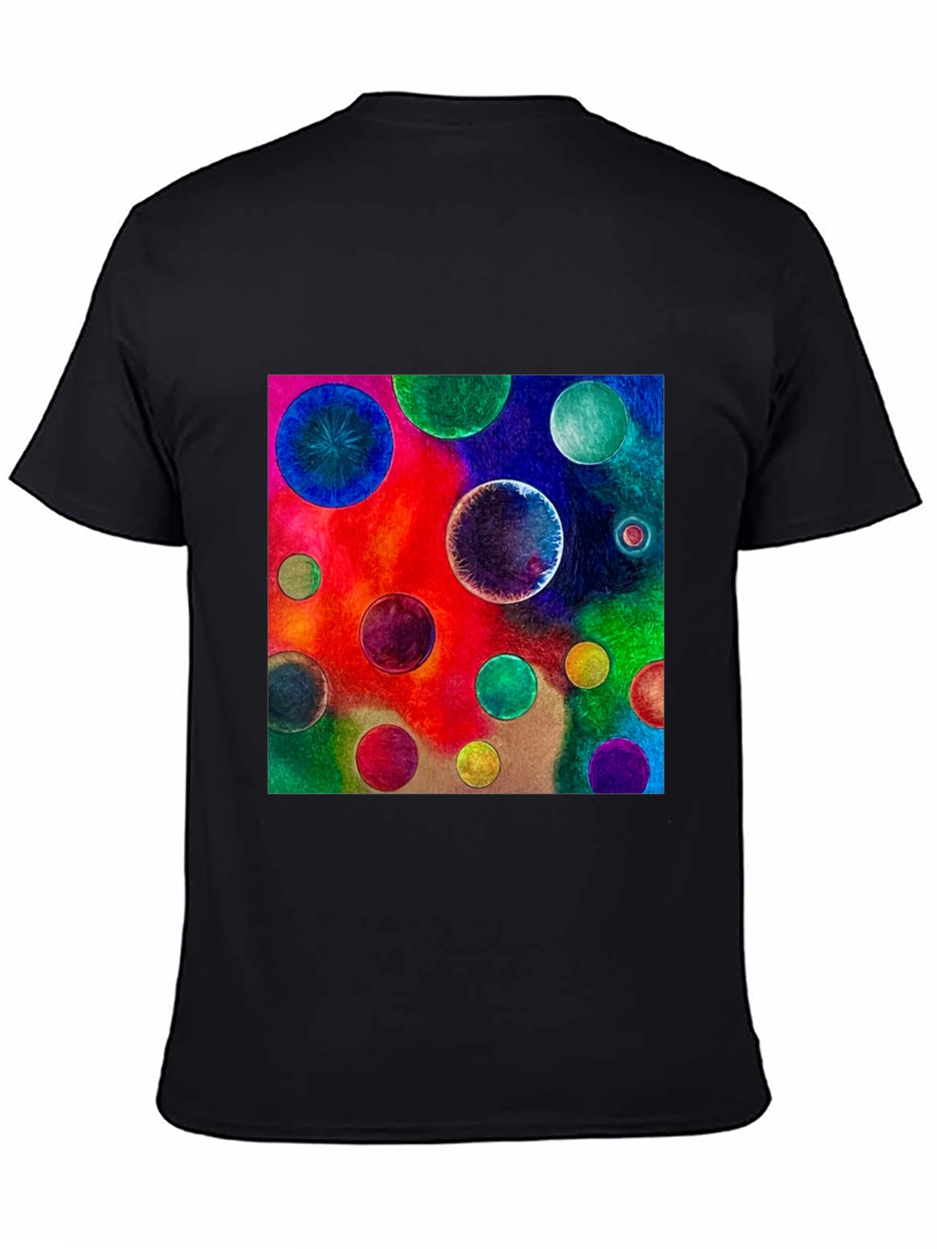 Abstract Art Circles Graphic Tee - Black
