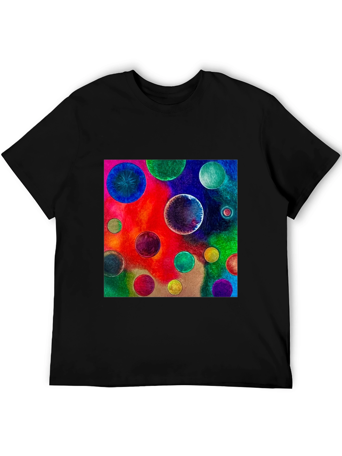Abstract Art Circles Graphic Tee - Black