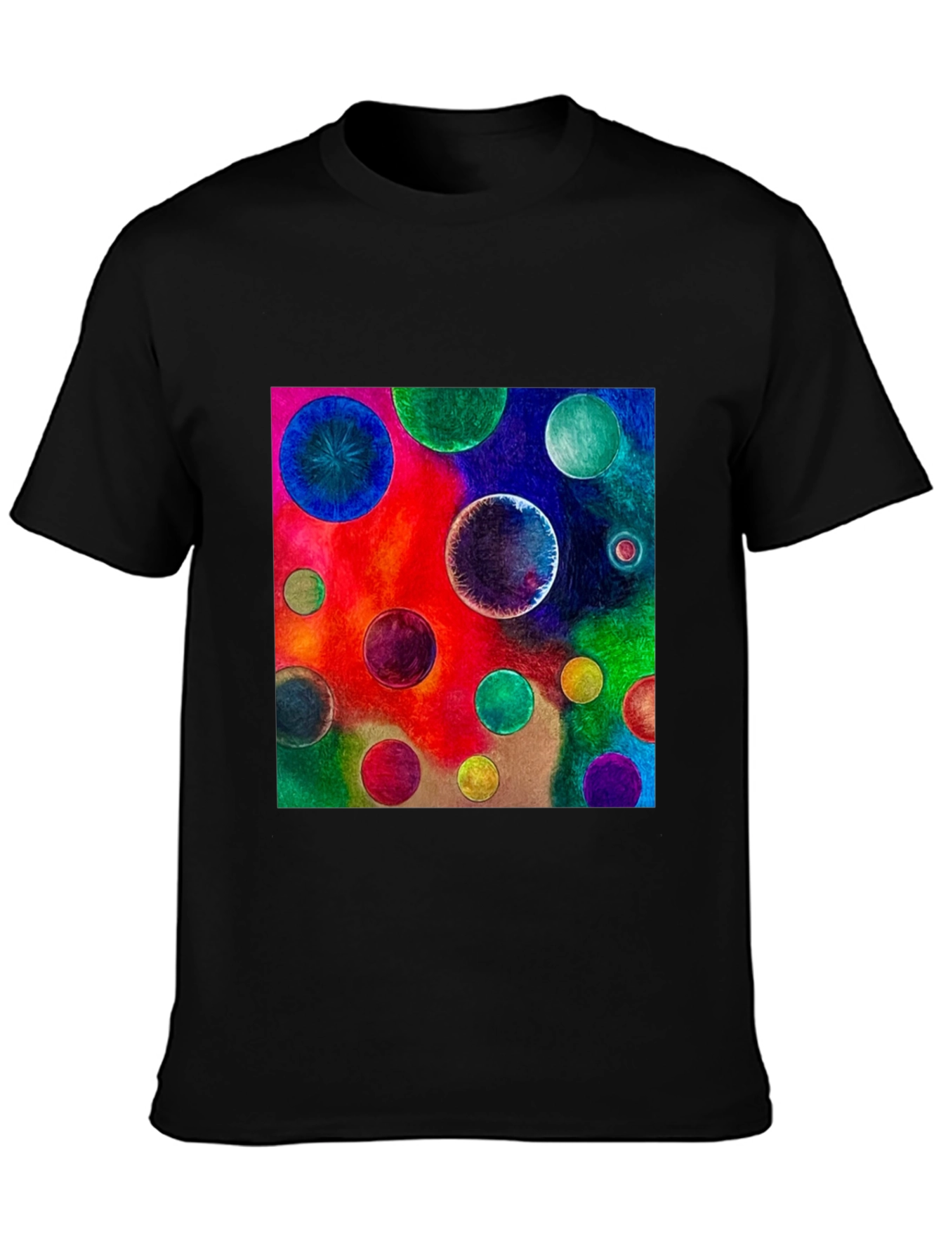 Abstract Art Circles Graphic Tee - Black