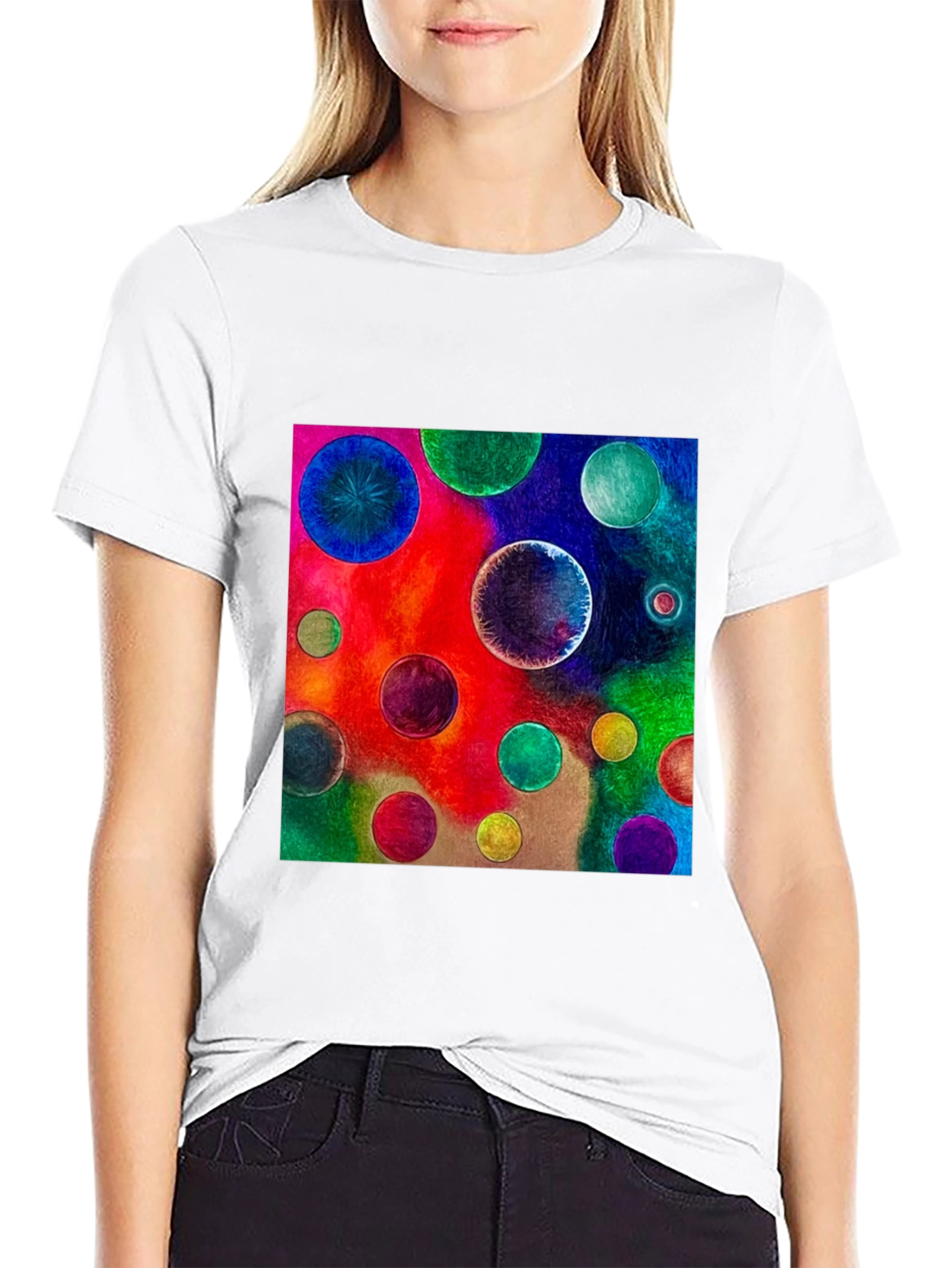 Abstract Art Circles Graphic Tee - Black