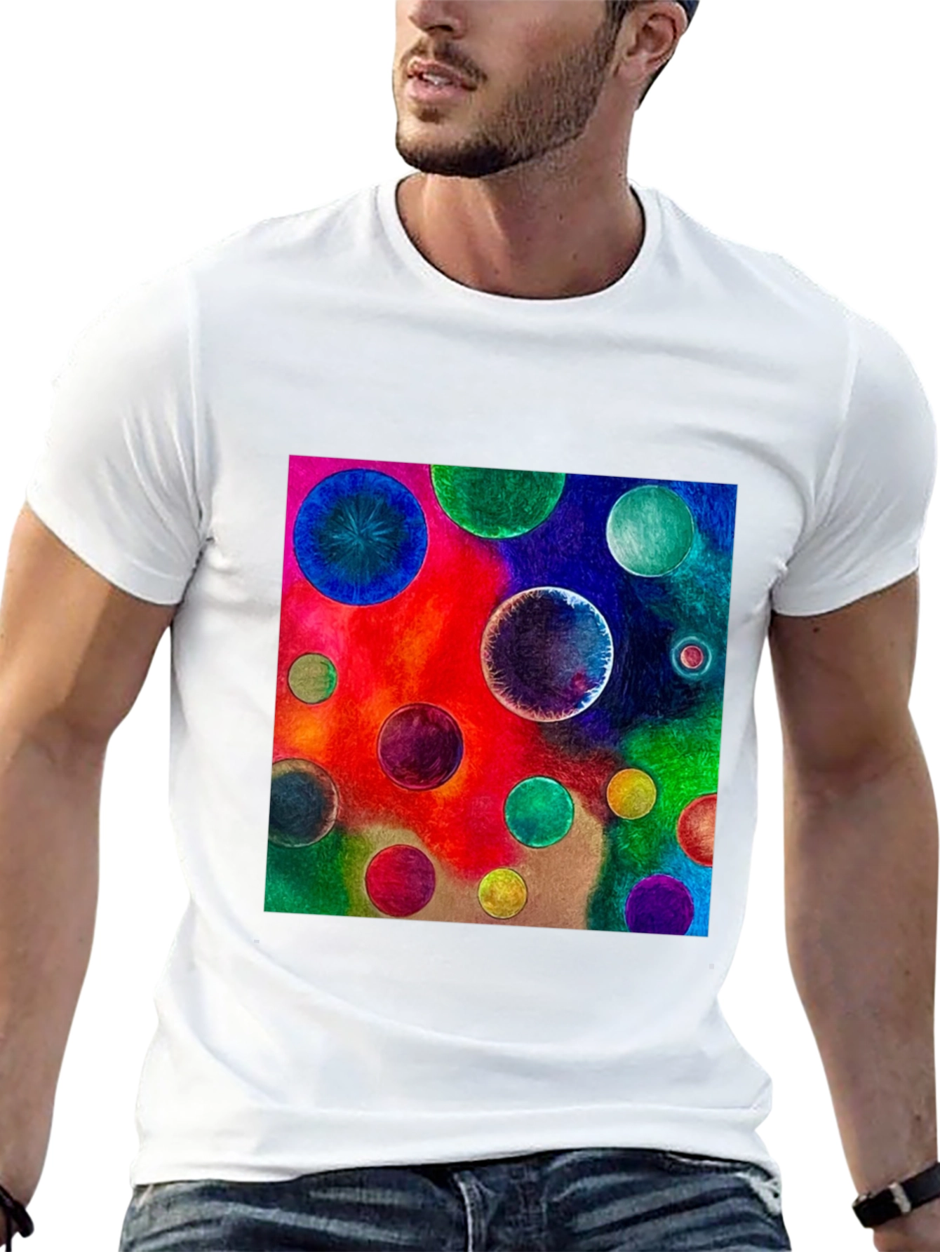 Abstract Art Circles Graphic Tee - Black