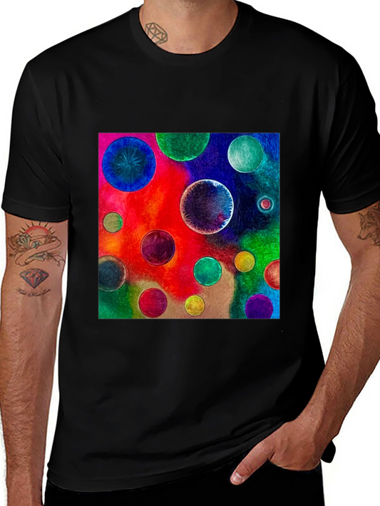Abstract Art Circles Graphic Tee - Black
