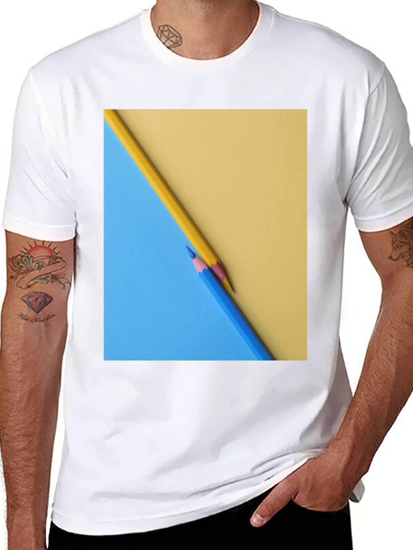 Pencil Art Graphic Tee - Modern Design