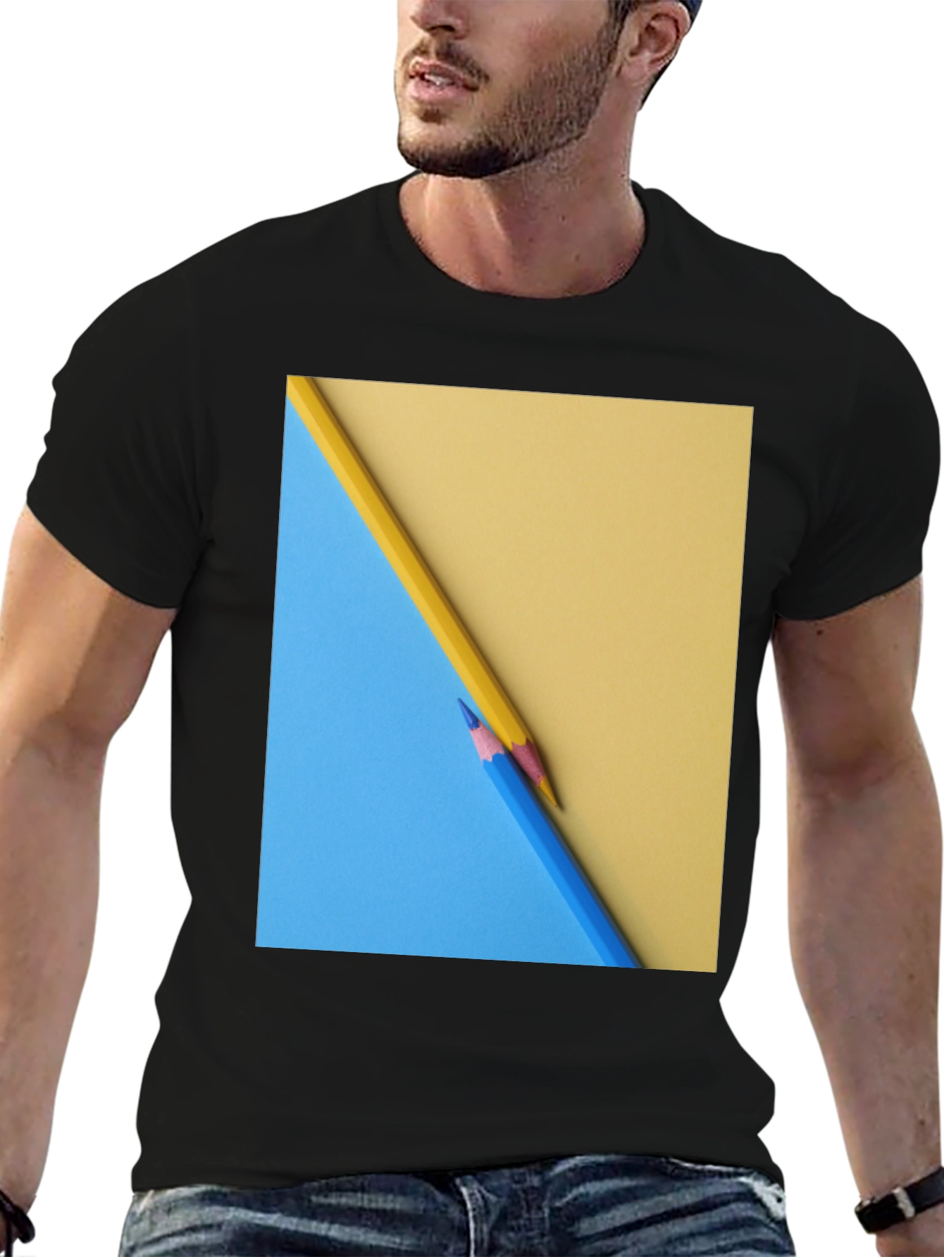 Pencil Art Graphic Tee - Modern Design