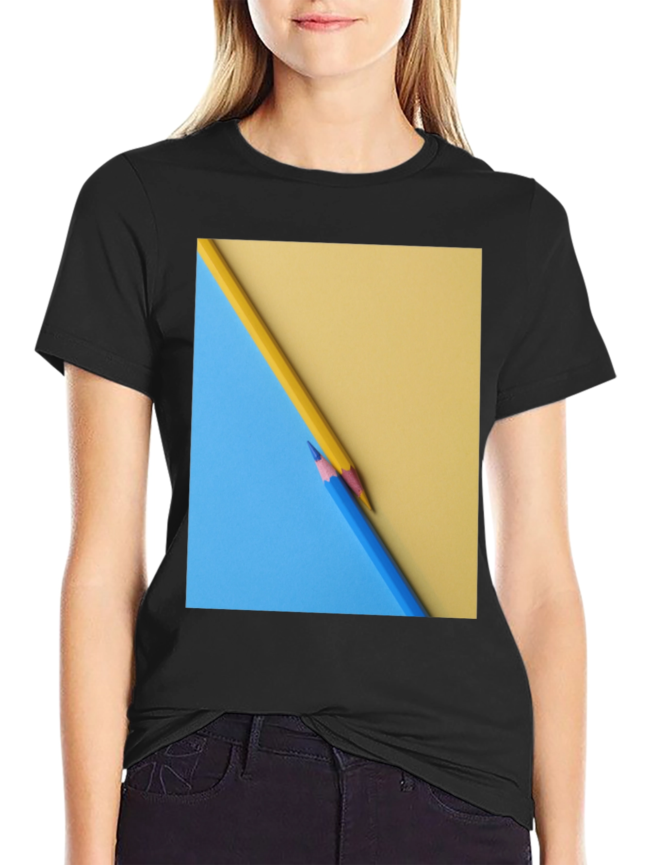 Pencil Art Graphic Tee - Modern Design