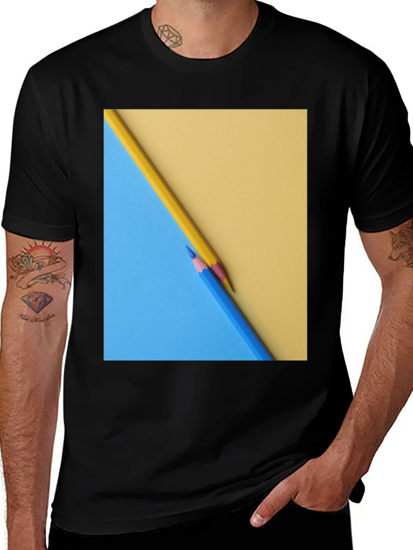 Pencil Art Graphic Tee - Modern Design