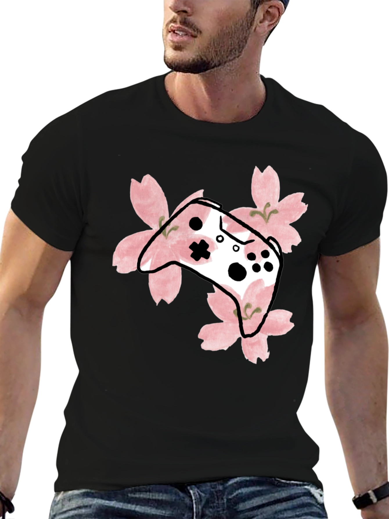Sakura Gaming T-Shirt - Floral Controller Design