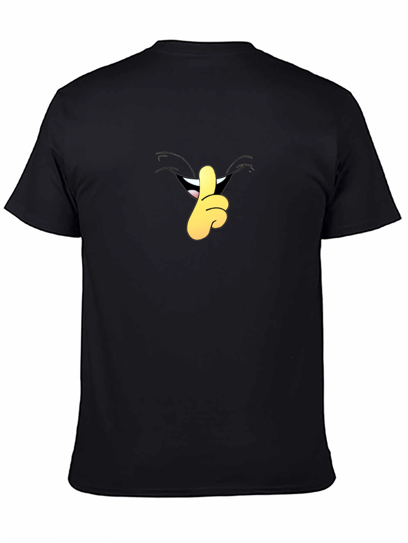 Cartoon Shhh Graphic Black T-Shirt