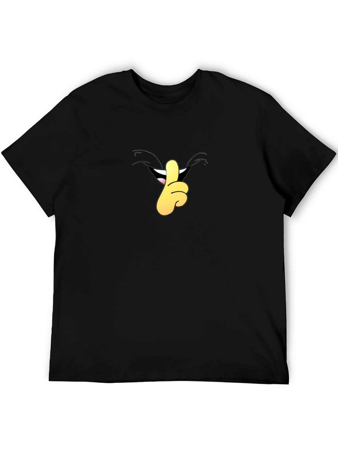 Cartoon Shhh Graphic Black T-Shirt