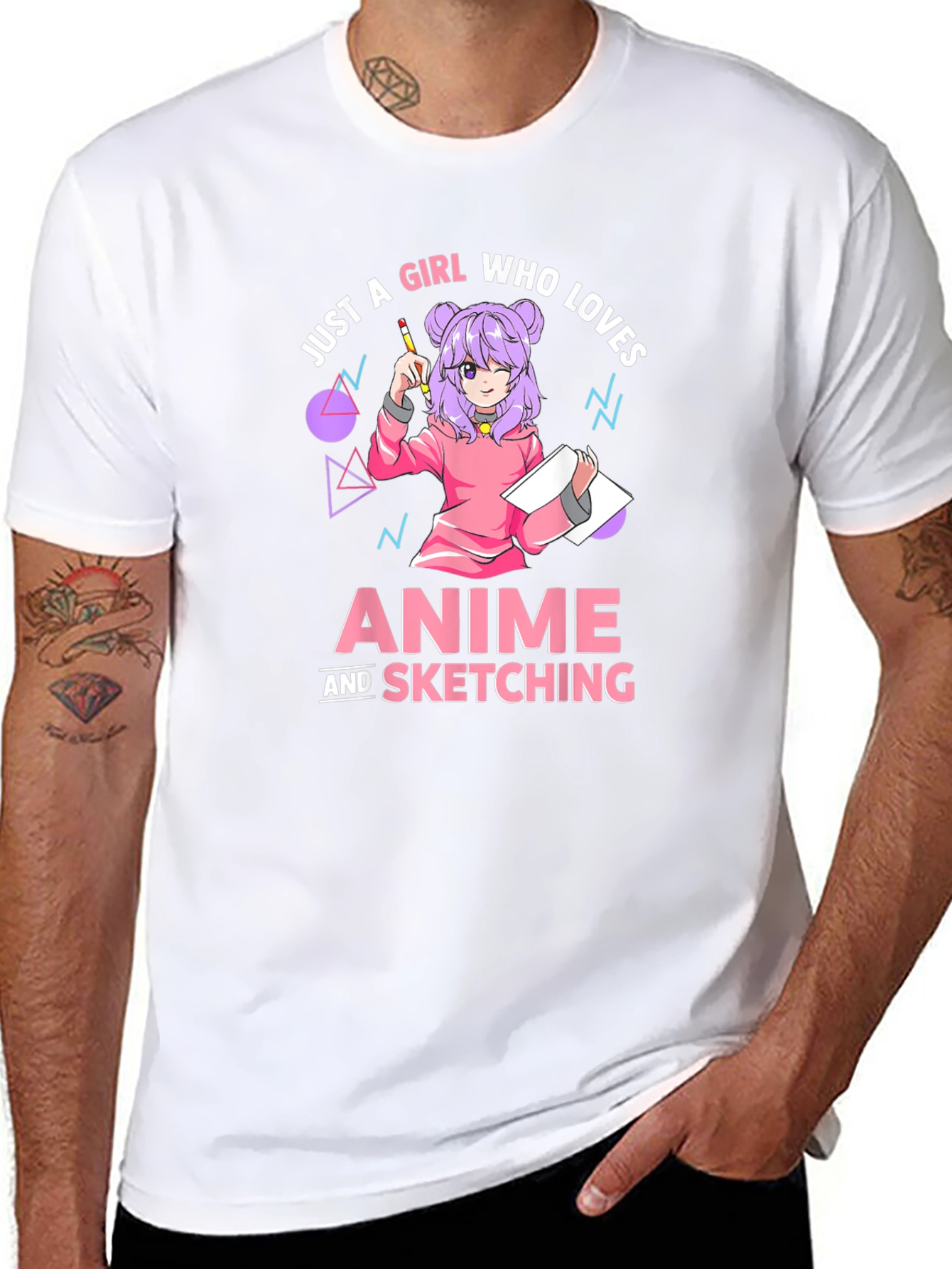 Anime and Sketching Girl T-Shirt - Black