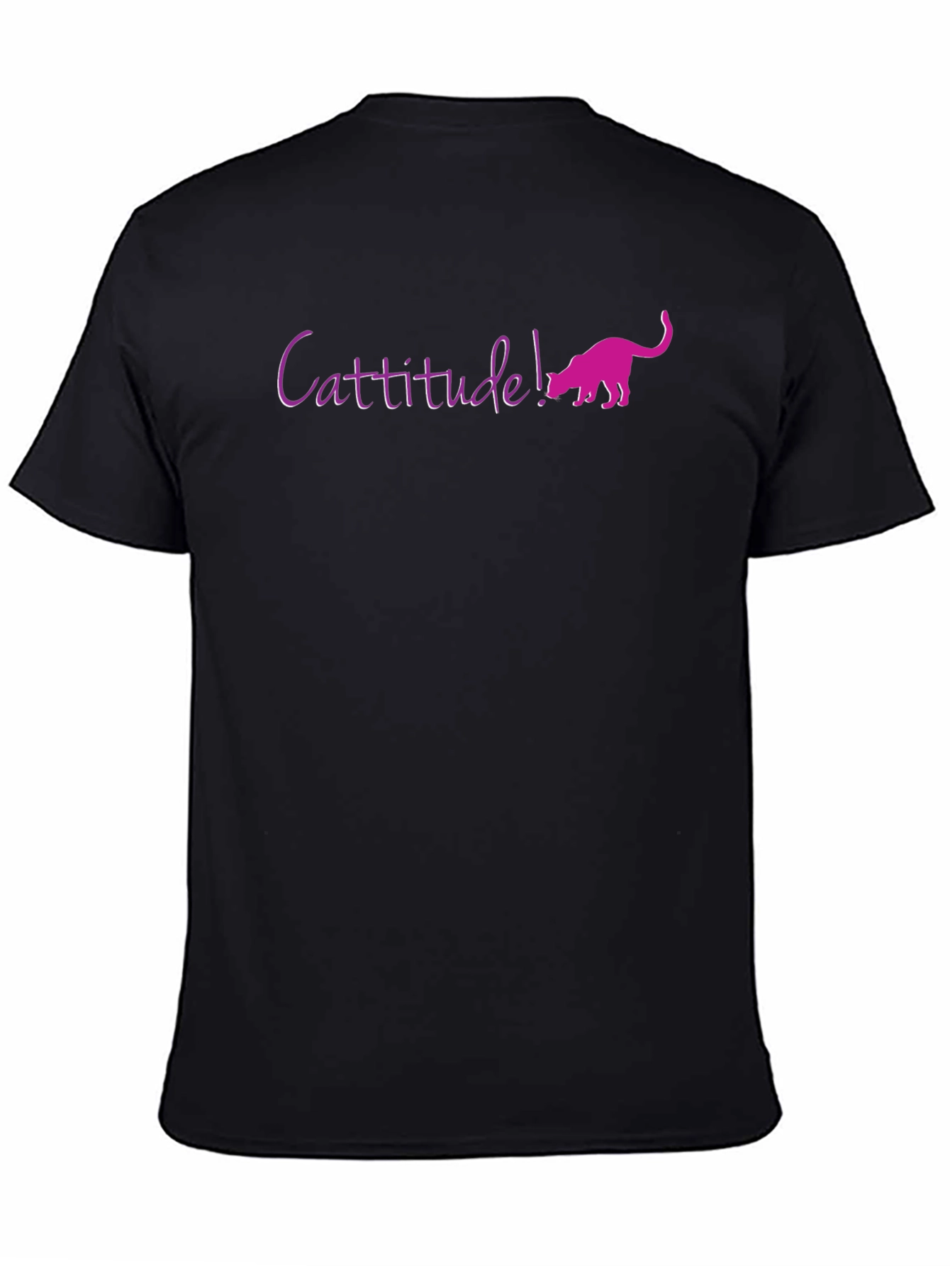 Cattitude Black Cotton Blend Graphic Tee