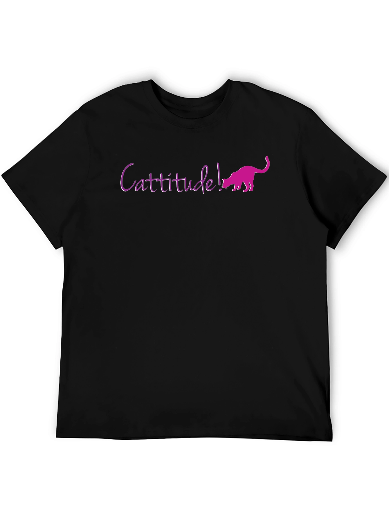 Cattitude Black Cotton Blend Graphic Tee