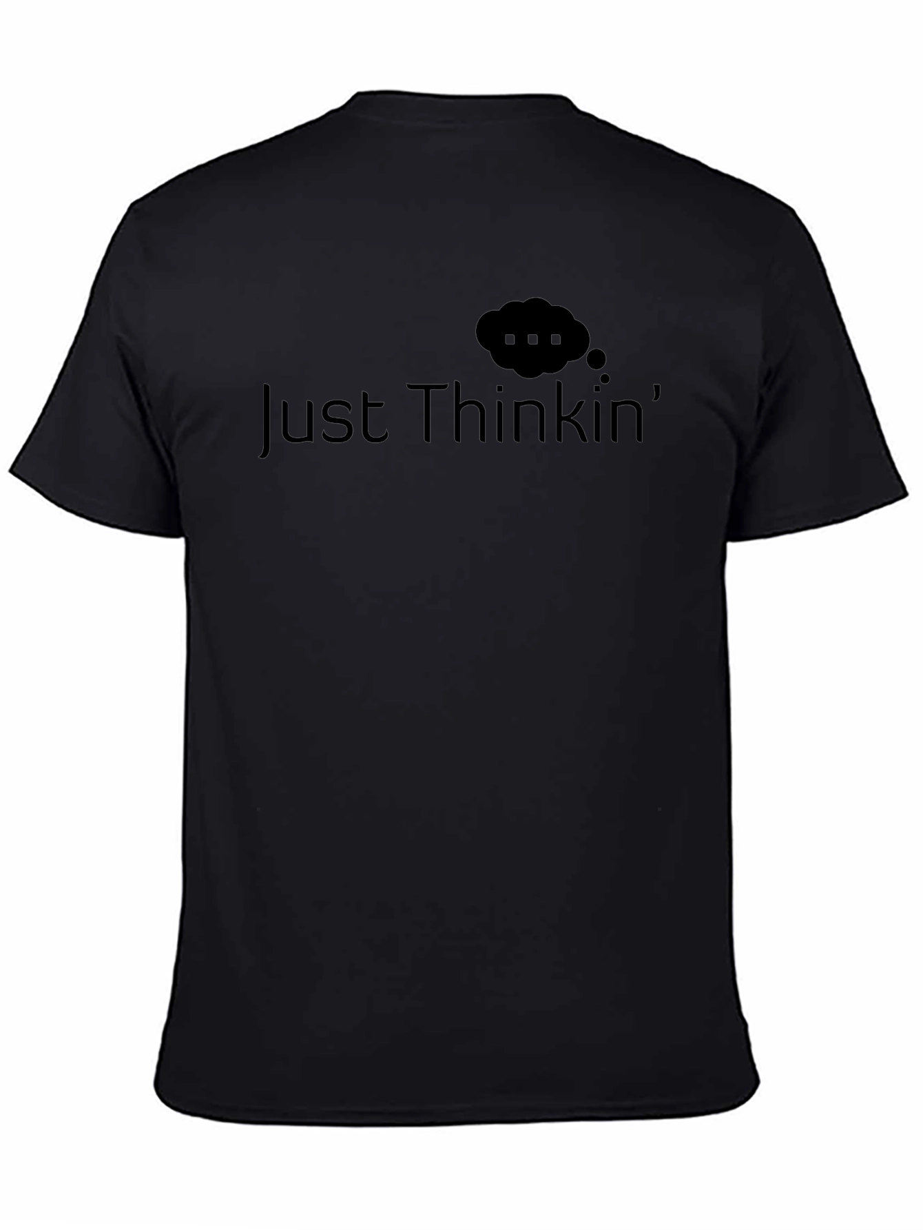 Just Thinkin Black Cotton Graphic Tee