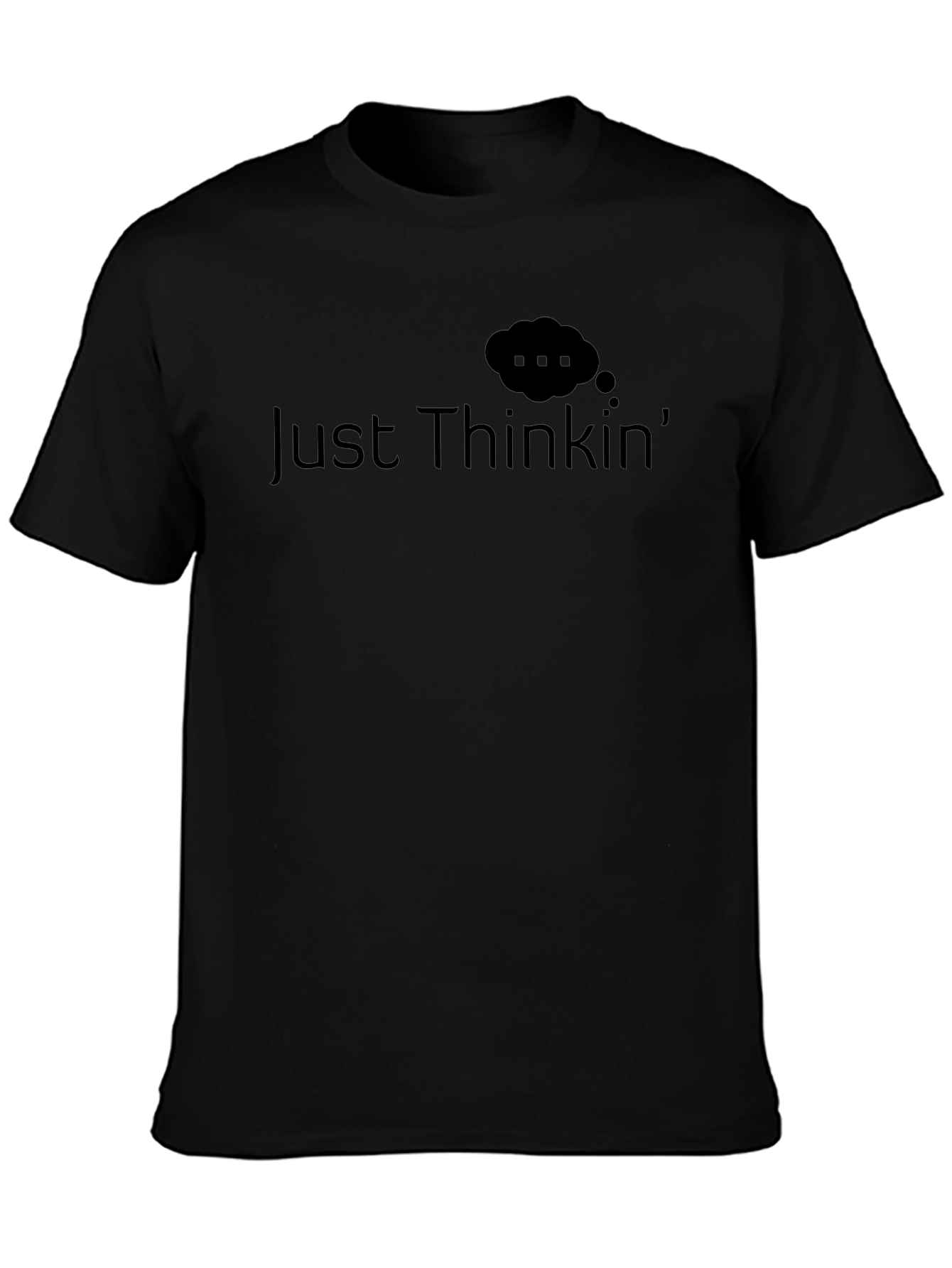 Just Thinkin Black Cotton Graphic Tee