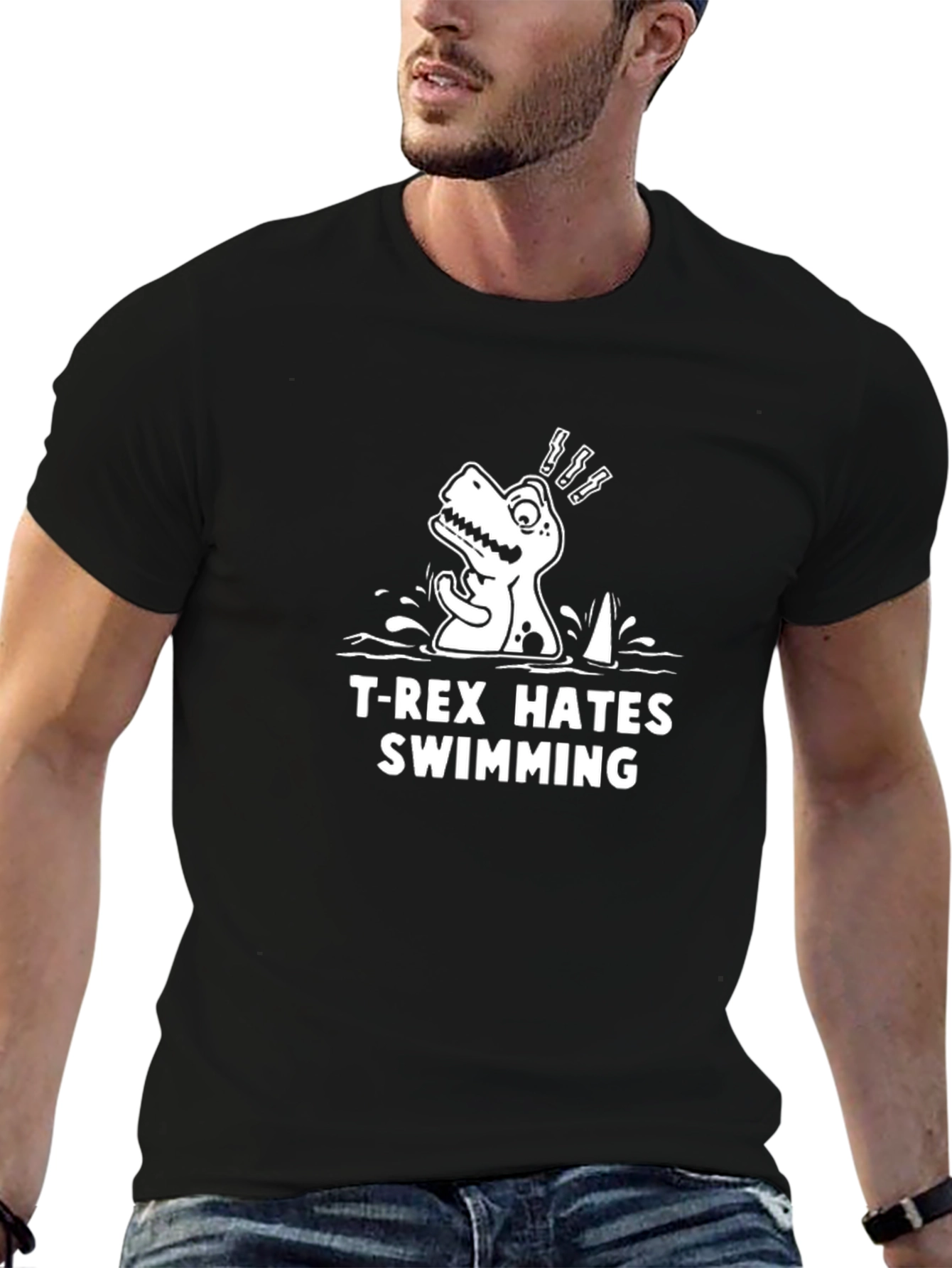 T-Rex Hates Swimming Graphic T-Shirt