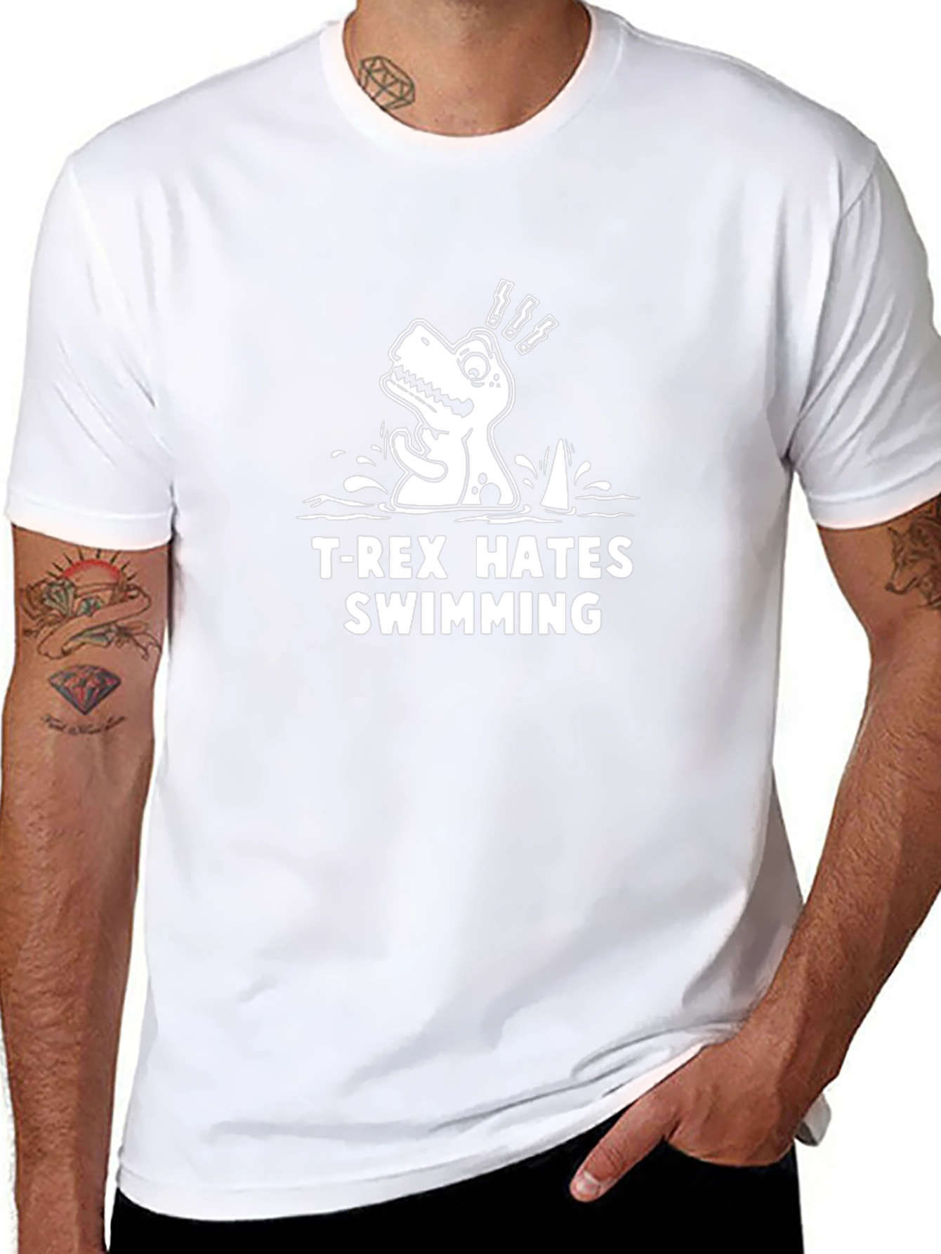 T-Rex Hates Swimming Graphic T-Shirt