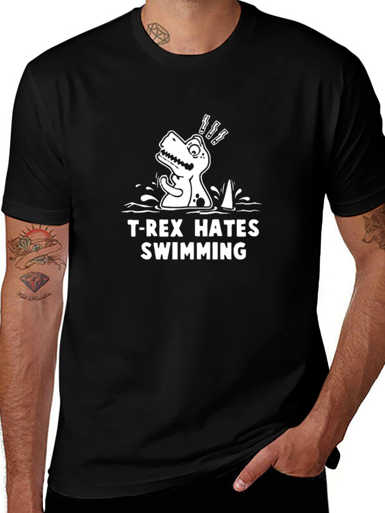 T-Rex Hates Swimming Graphic T-Shirt