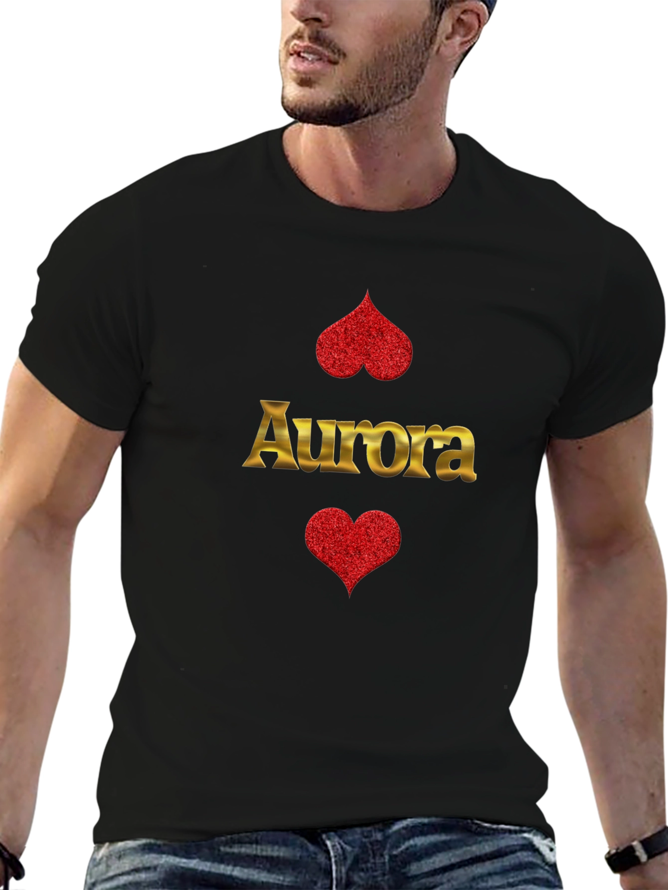 Aurora Heart Graphic T-Shirt - Black